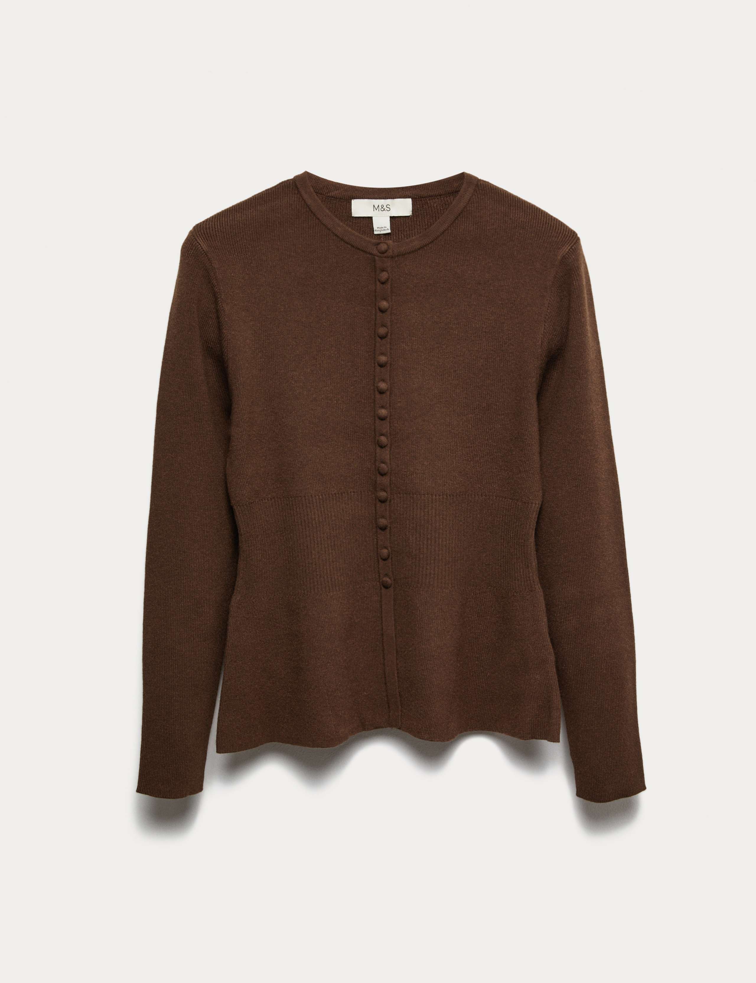 Soft Touch Crew Neck Peplum Fitted Cardigan 2 of 6