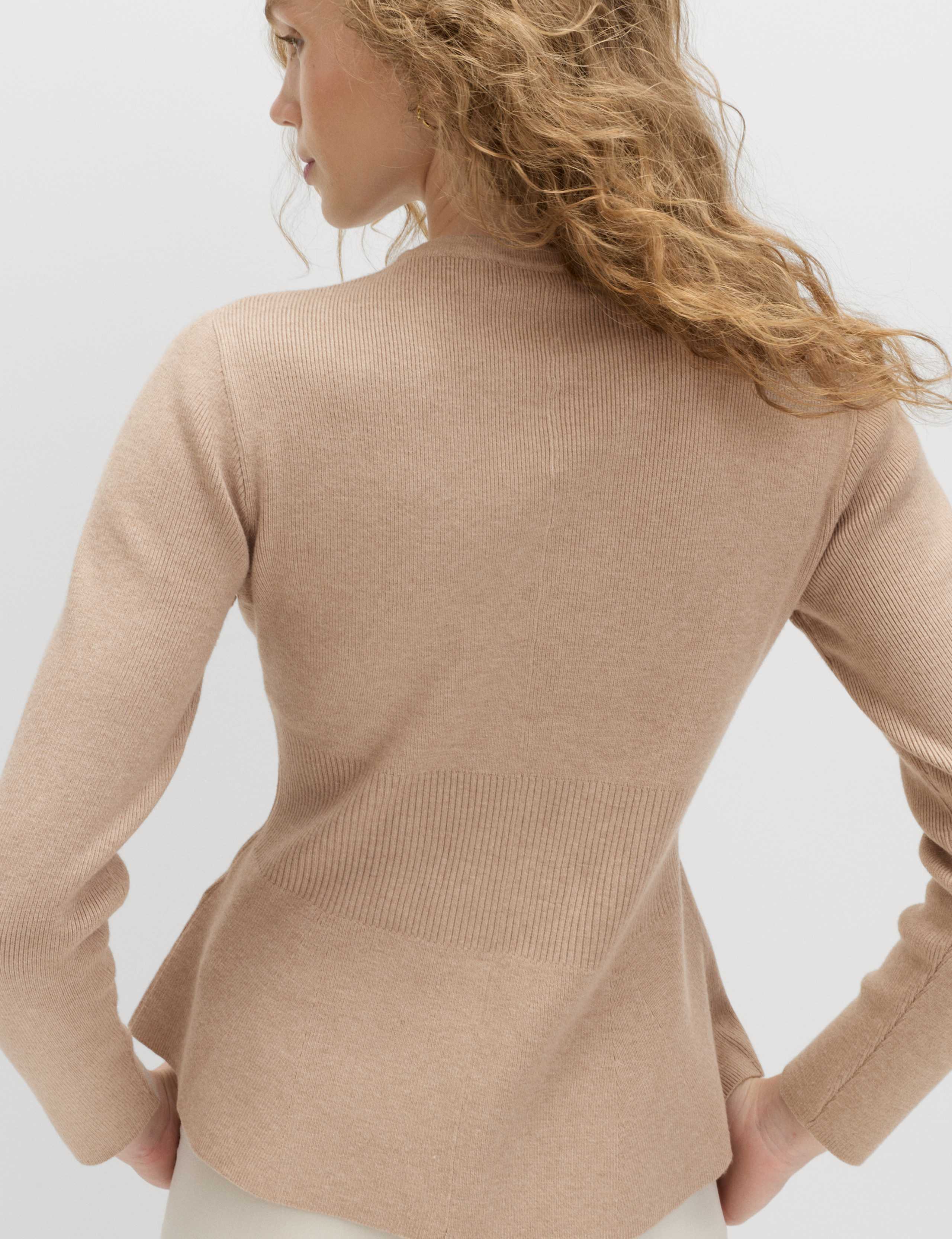 Soft Touch Crew Neck Peplum Fitted Cardigan 6 of 6