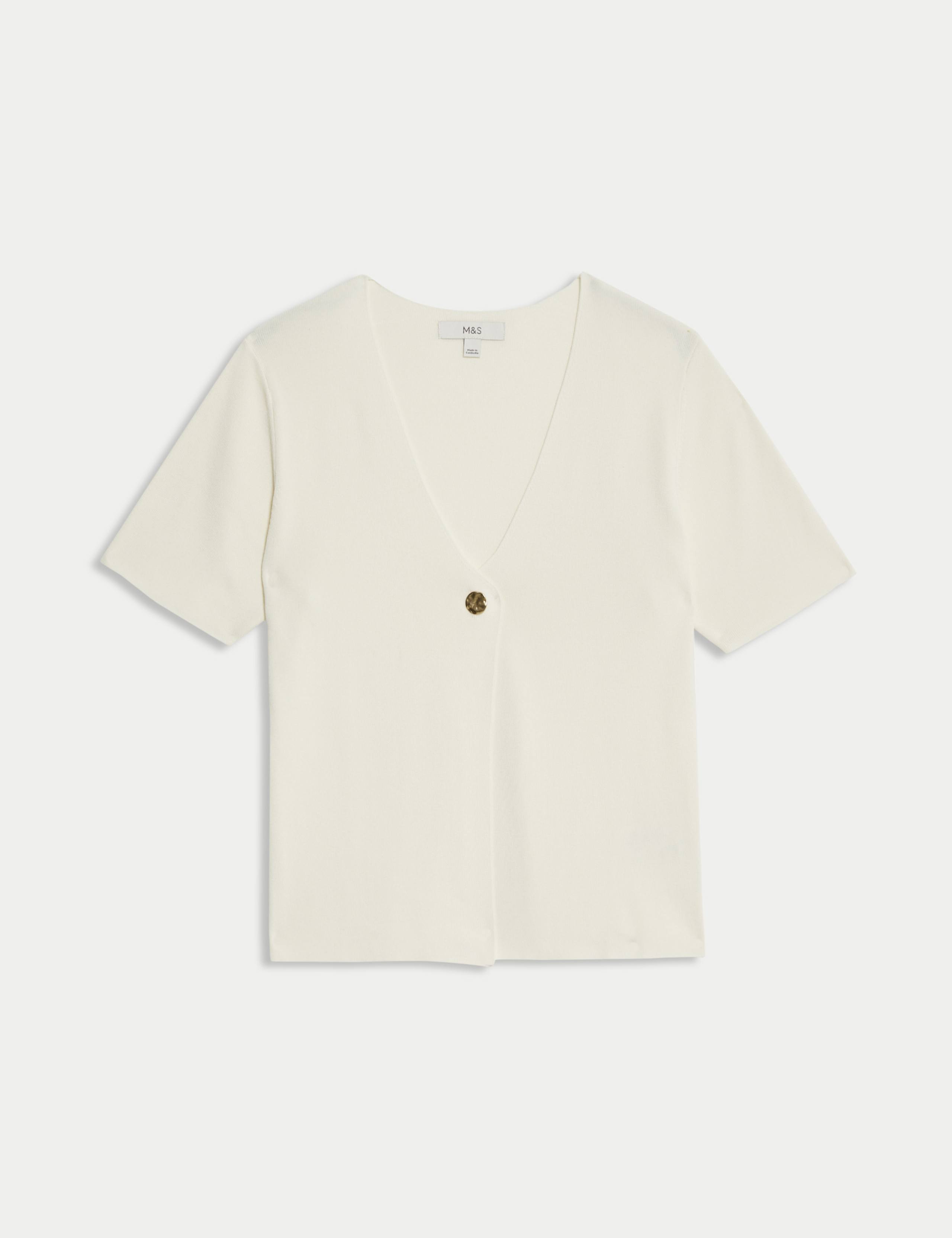 V-Neck Button Front Relaxed Cardigan 2 of 5