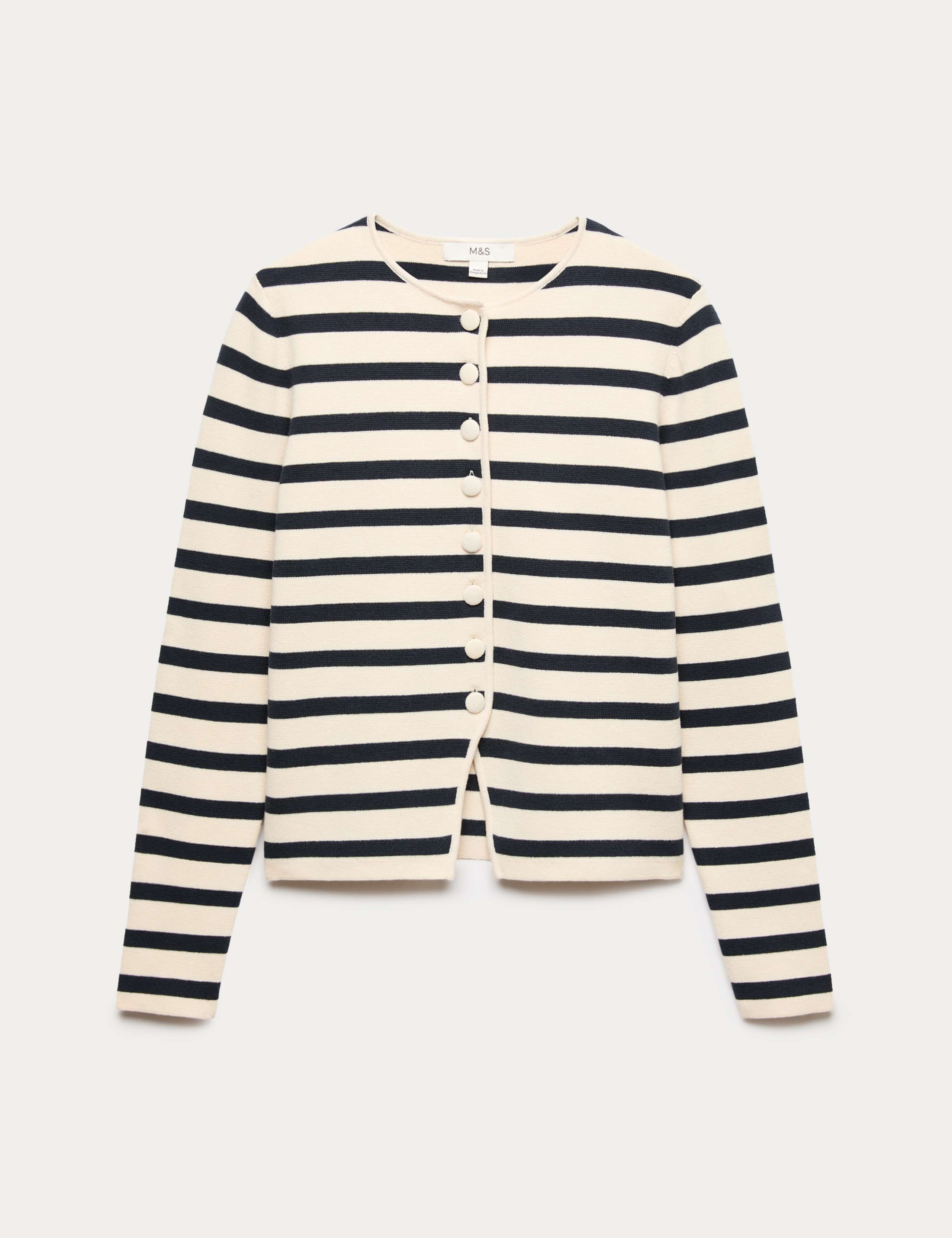 Cotton Rich Striped Slim Fit Knitted Jacket 2 of 5