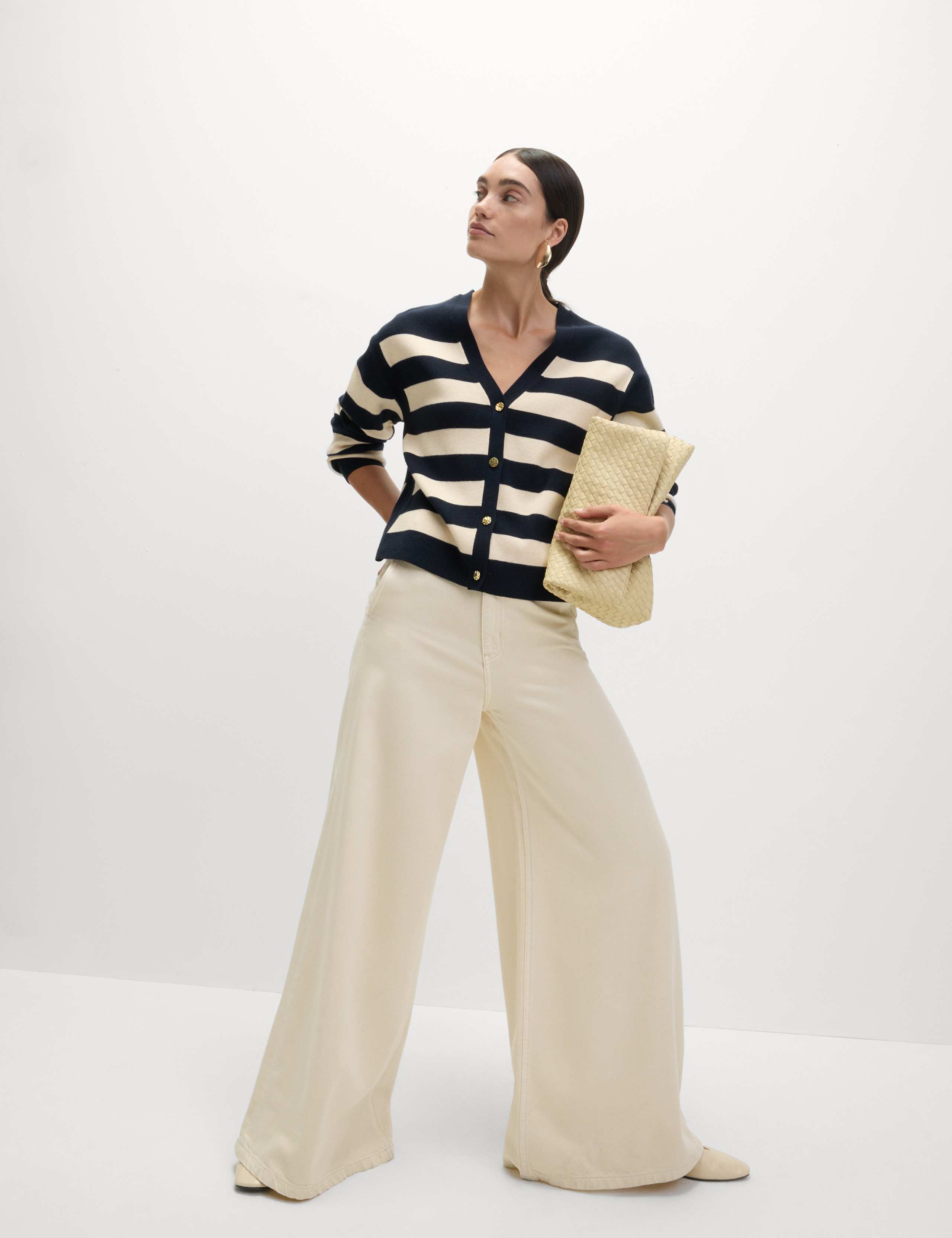 Soft Touch Striped V-Neck Cardigan 1 of 7