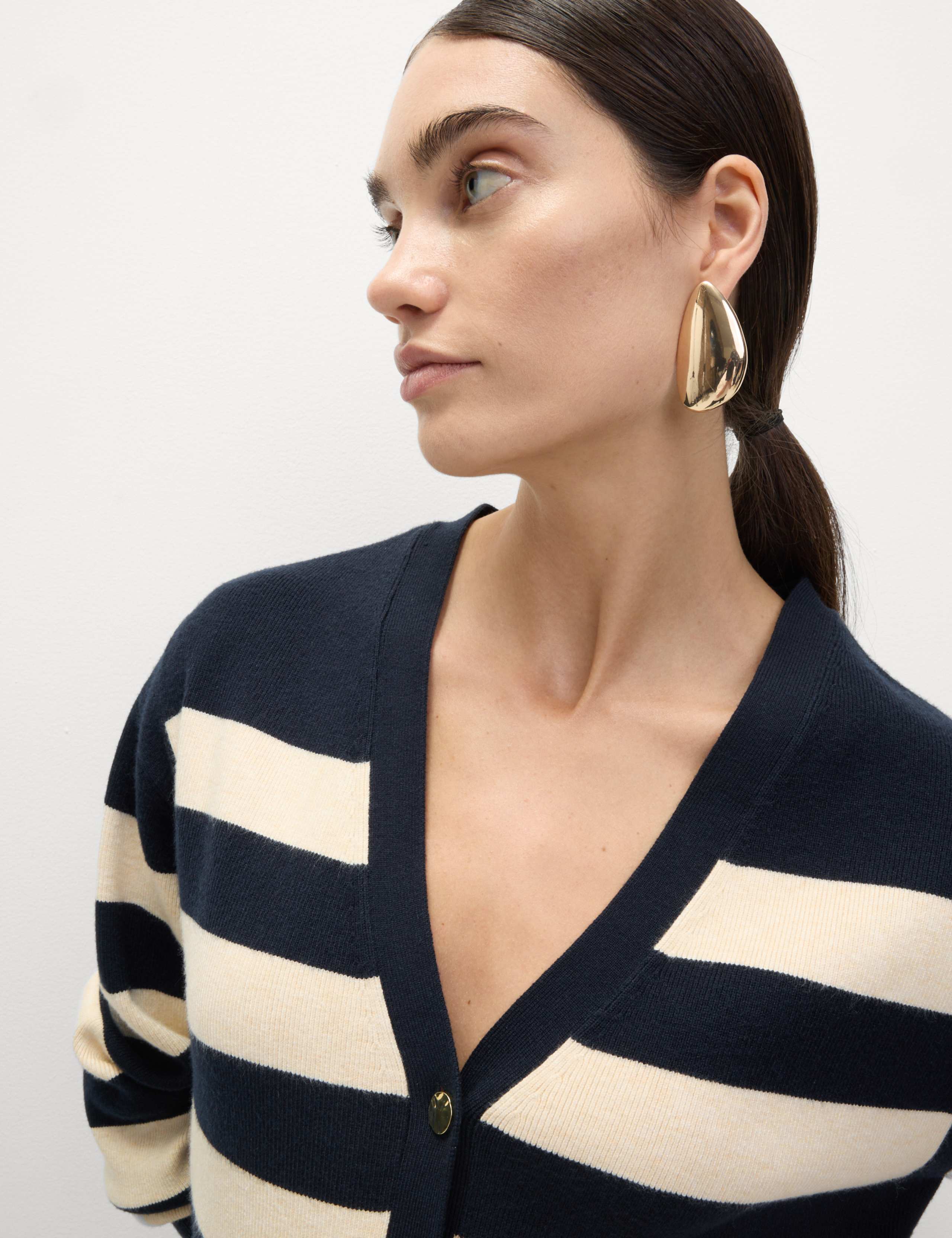 Soft Touch Striped V-Neck Cardigan 3 of 7