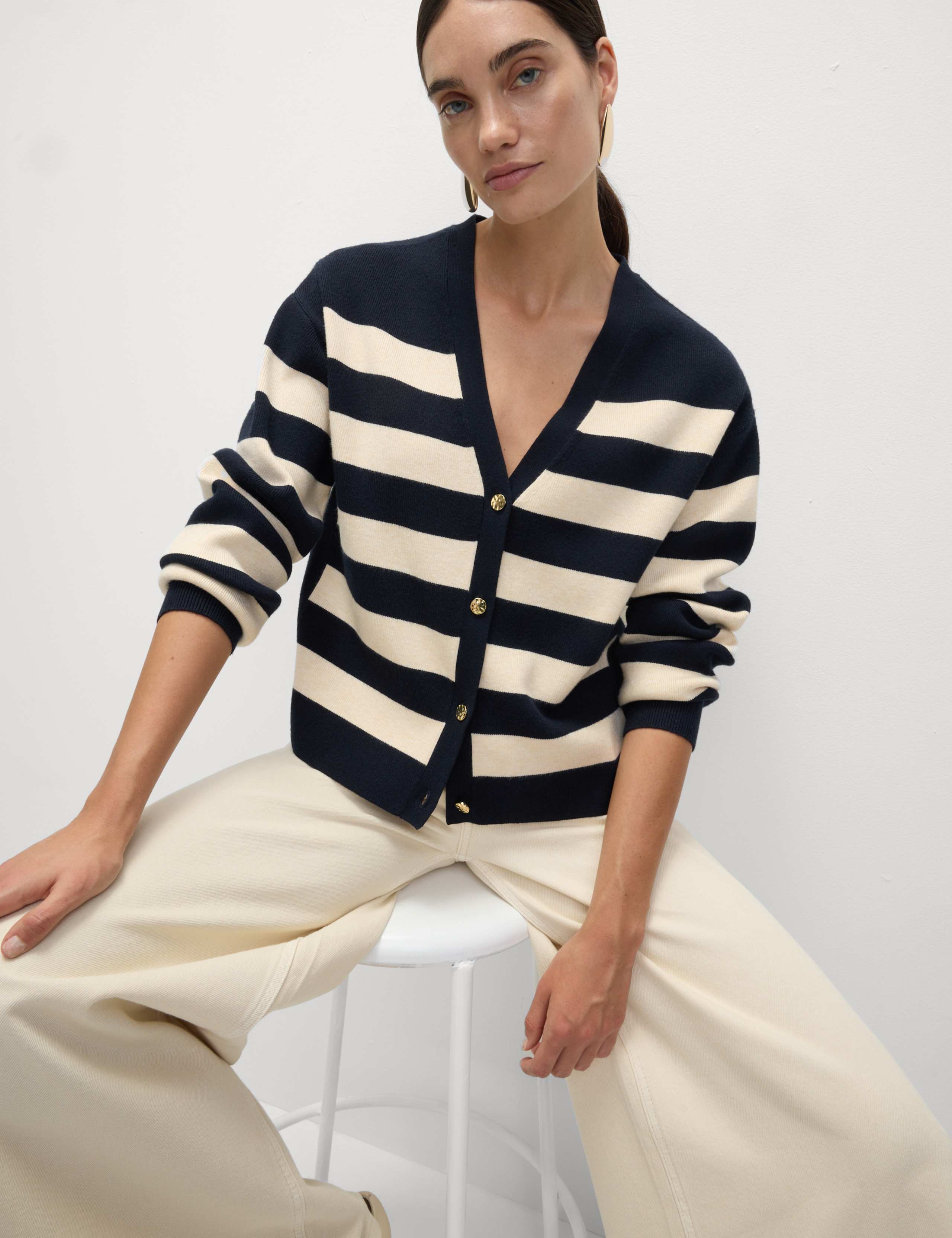 Soft Touch Striped V-Neck Cardigan 4 of 7