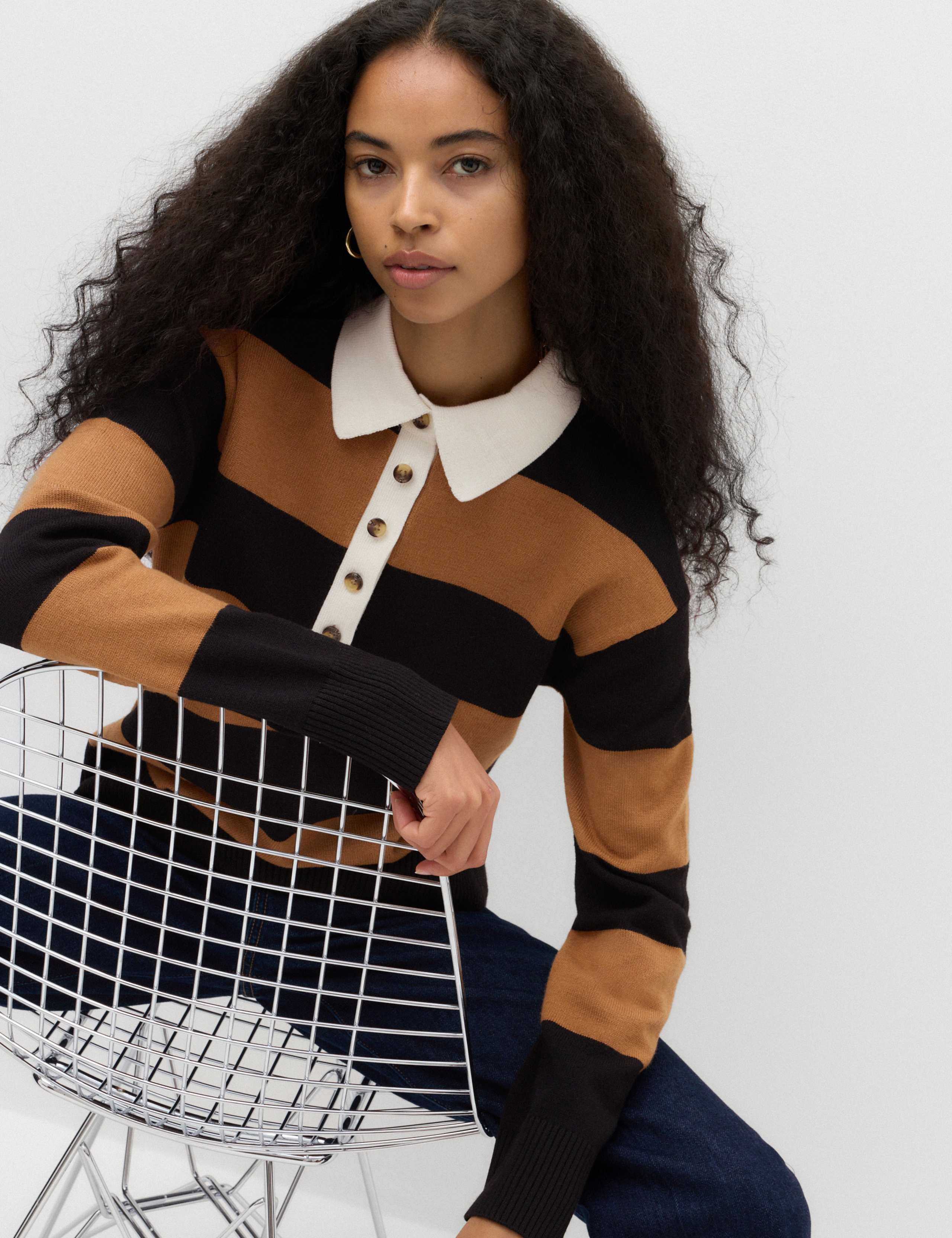 Striped Knitted Rugby Top with Wool 6 of 6