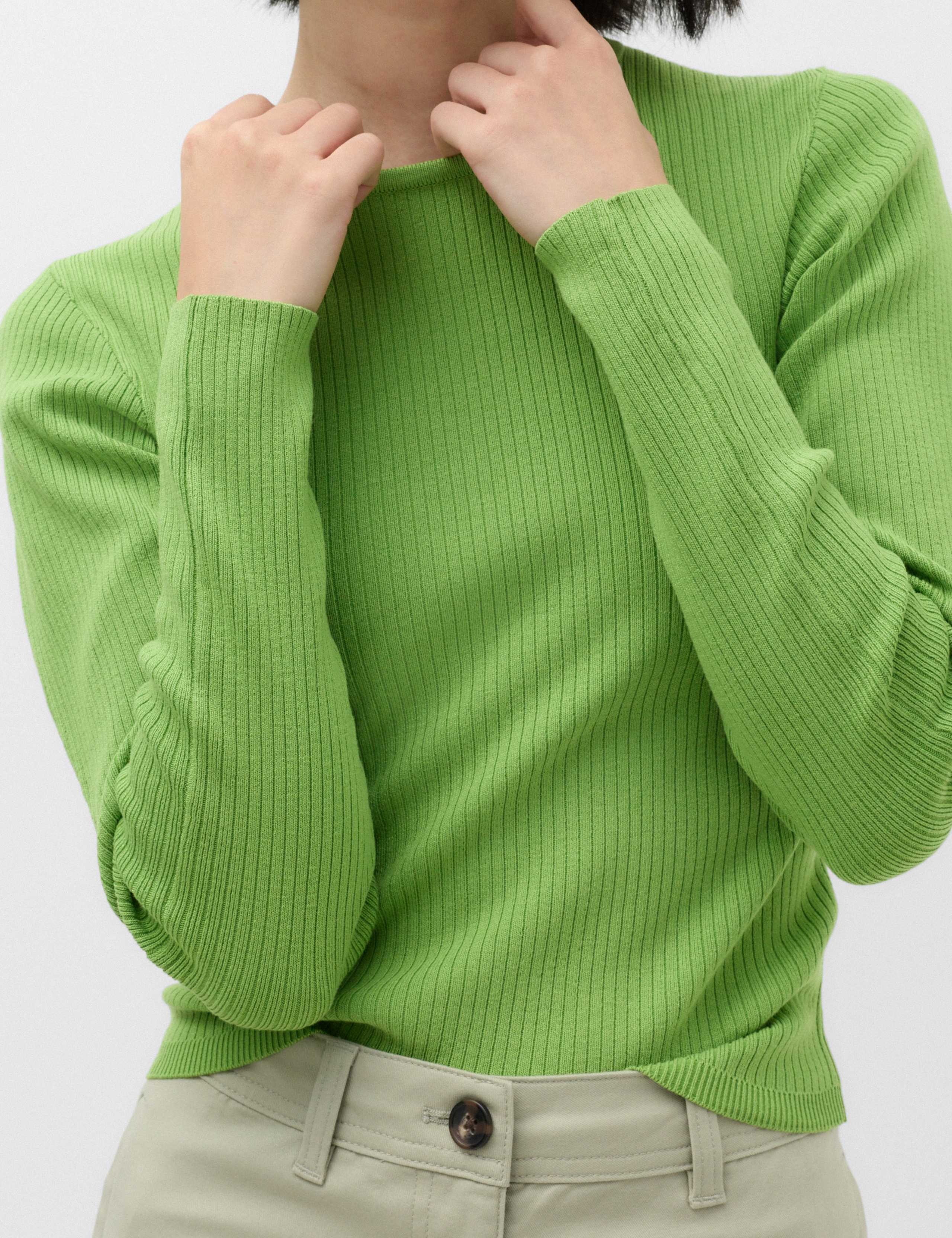 Ribbed Crew Neck Fitted Knitted Top 3 of 6