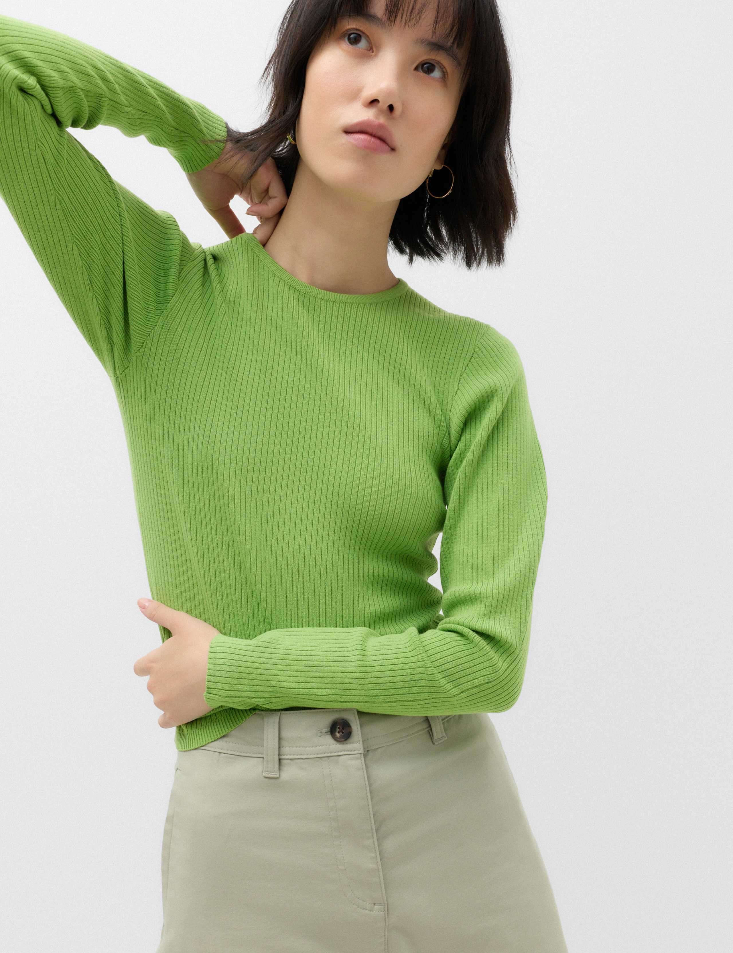 Ribbed Crew Neck Fitted Knitted Top 5 of 6
