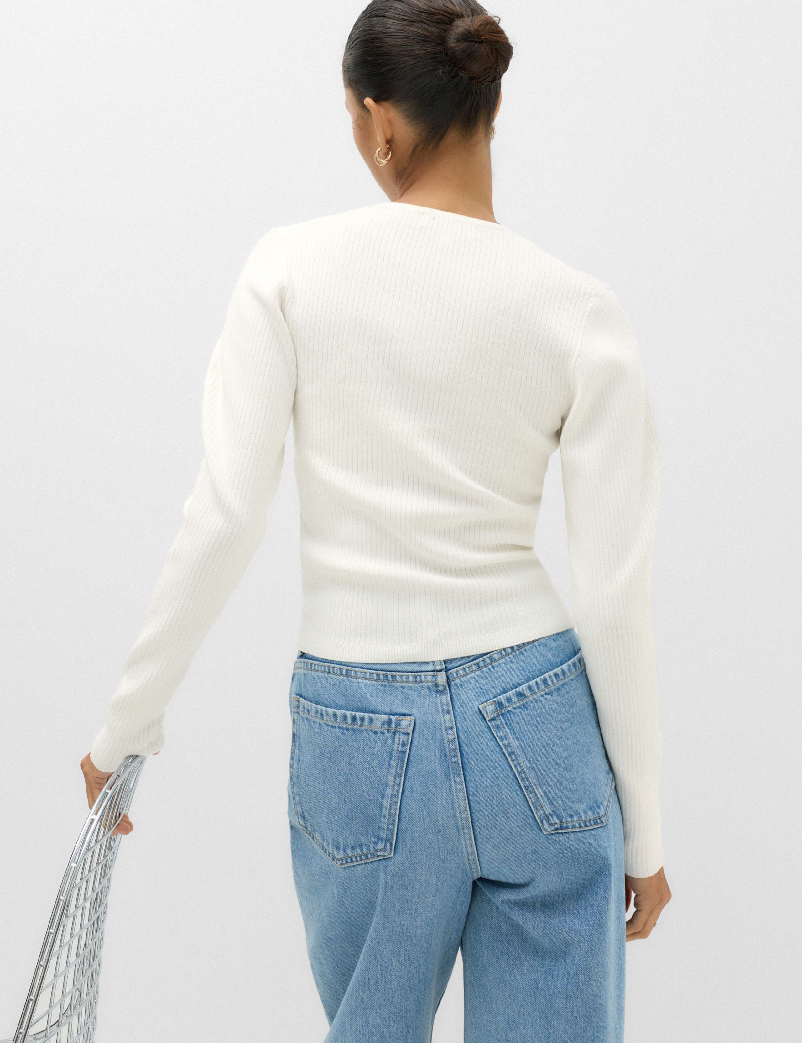 Ribbed Crew Neck Fitted Knitted Top 5 of 6