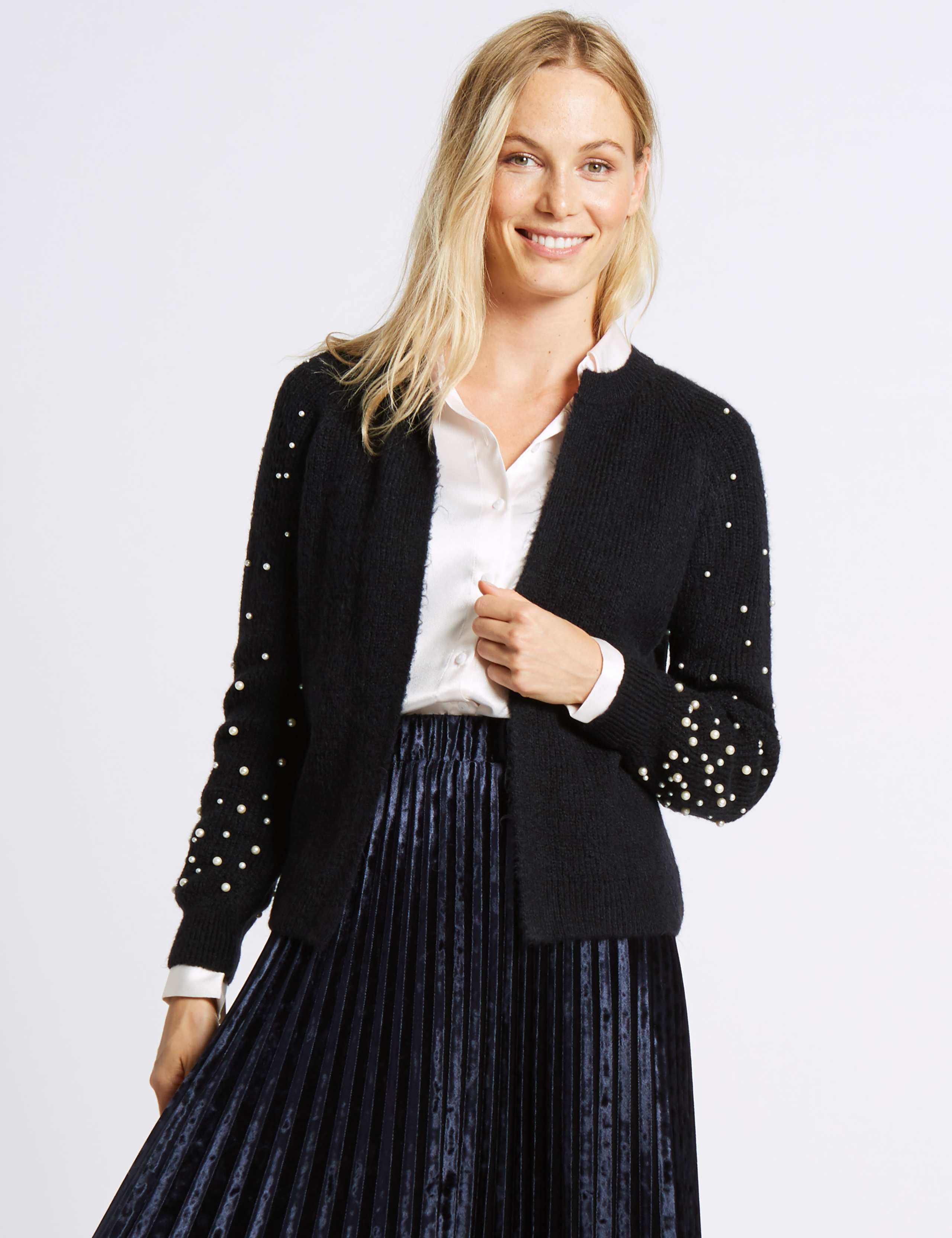 Pearl Sleeve Open Front Cardigan 1 of 4