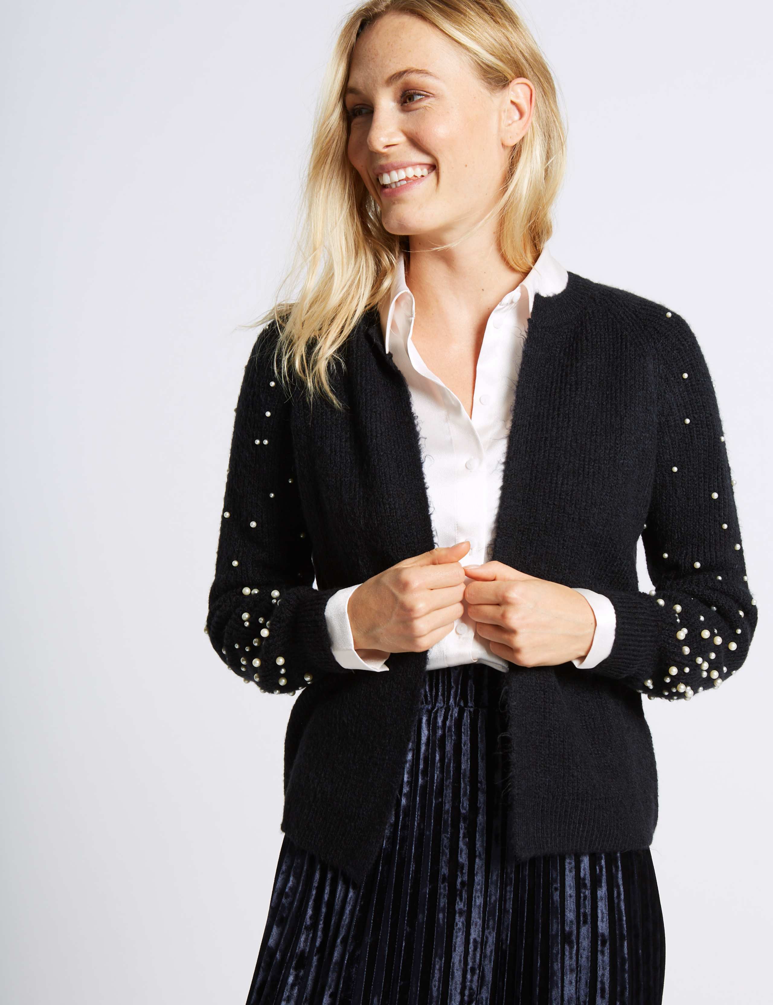 Pearl Sleeve Open Front Cardigan 3 of 4