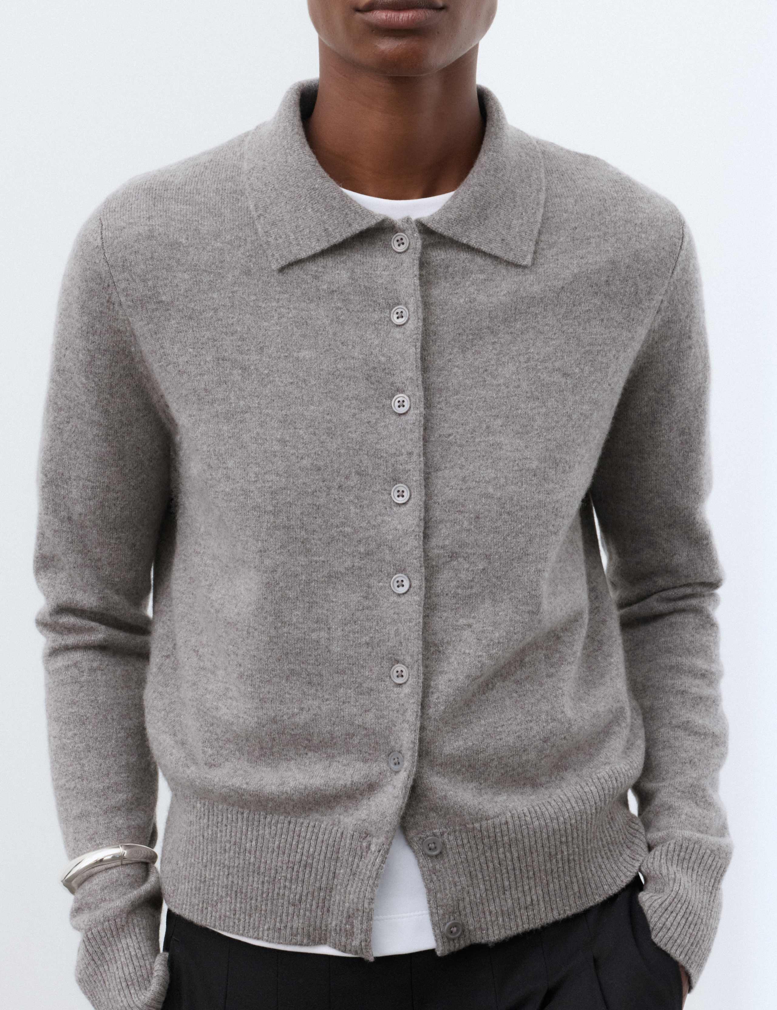 Pure Cashmere Collared Button Through Cardigan 7 of 7