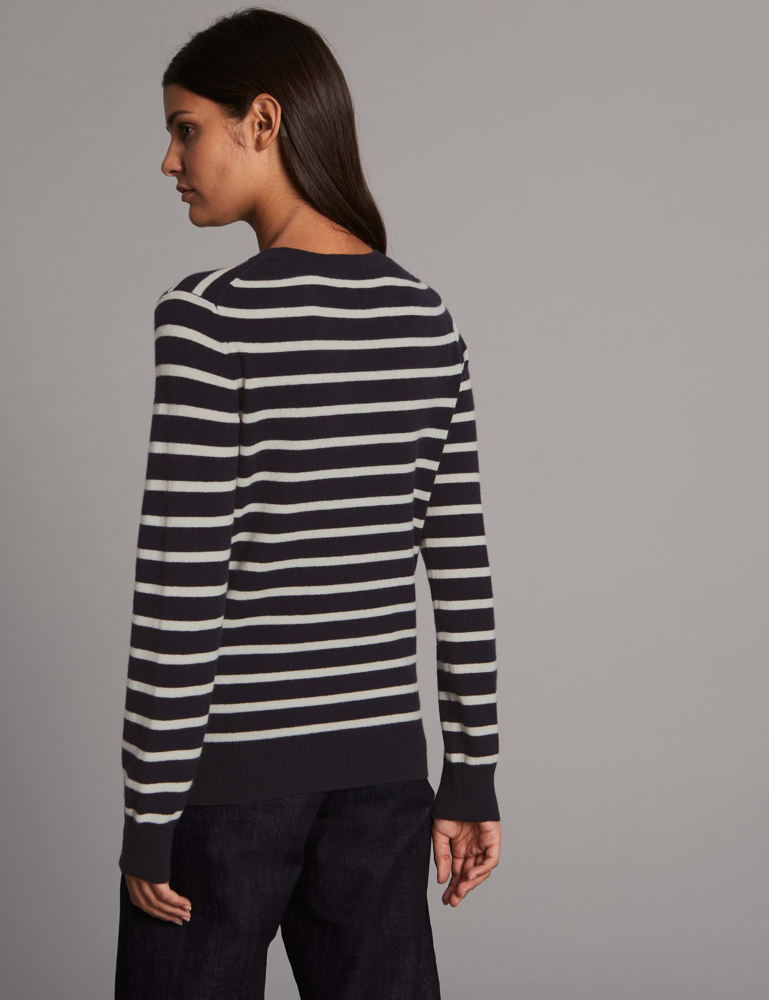 Pure Cashmere Striped Round Neck Jumper 4 of 5