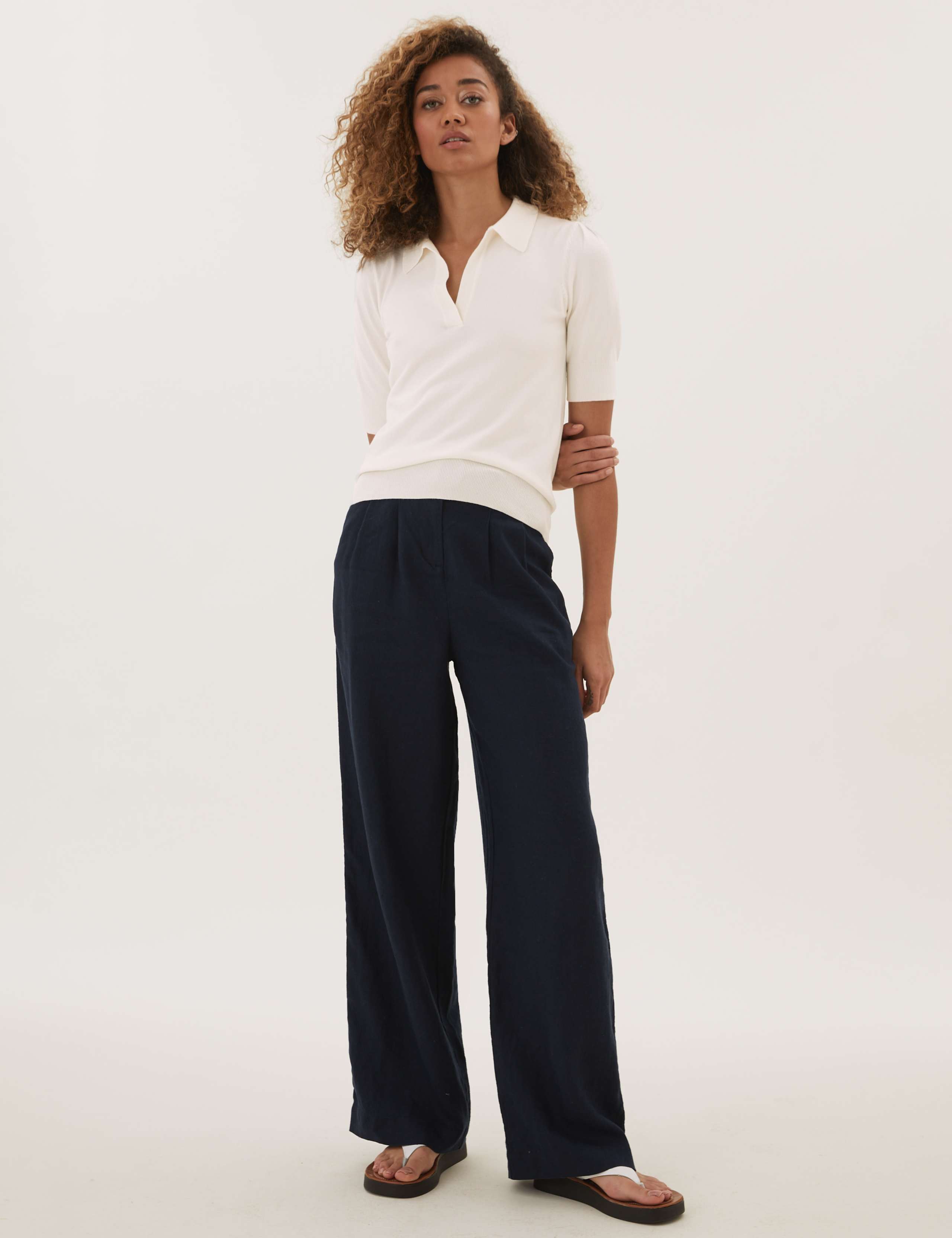 Polo Neck Short Sleeve Knitted Top 1 of 6