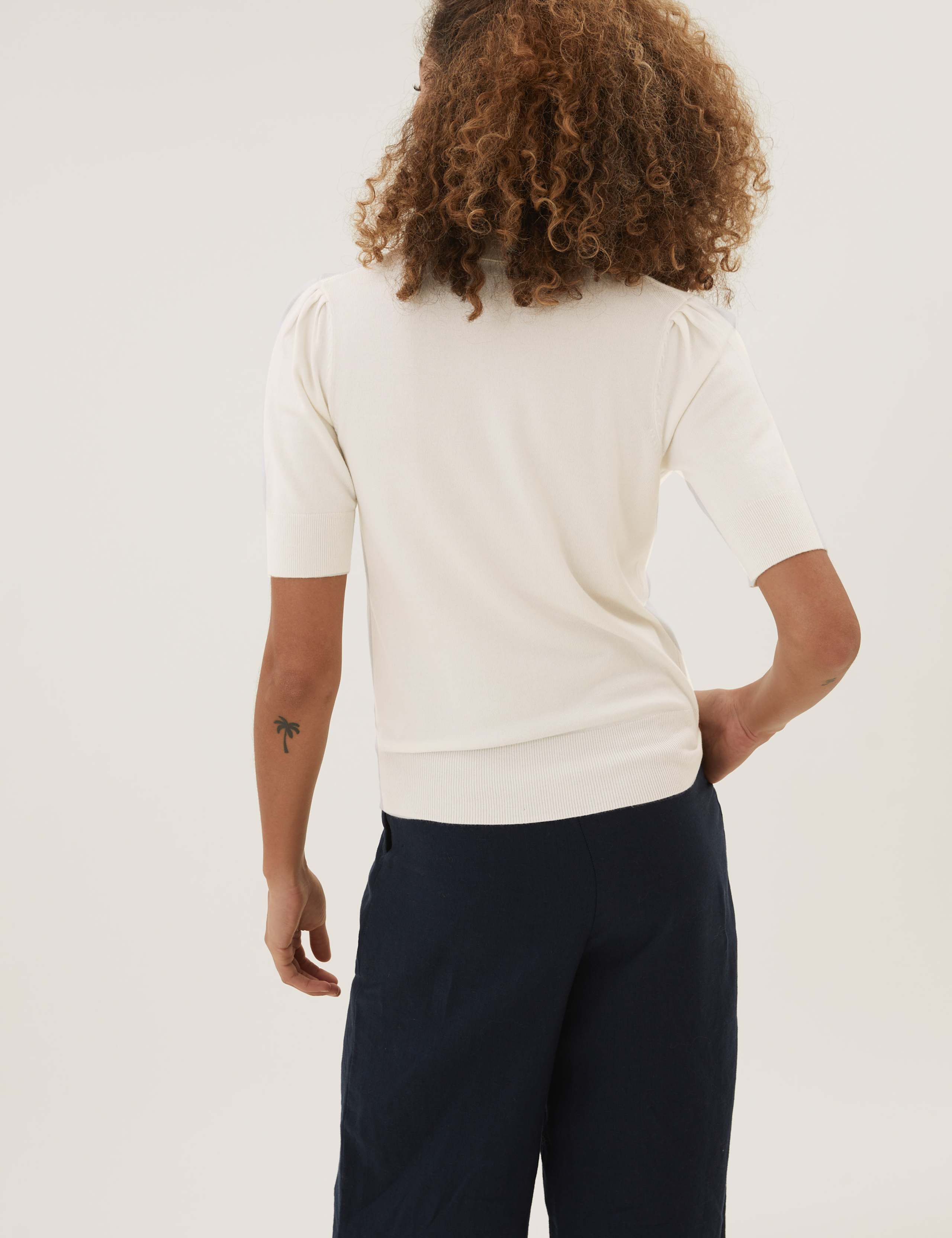 Polo Neck Short Sleeve Knitted Top 3 of 6
