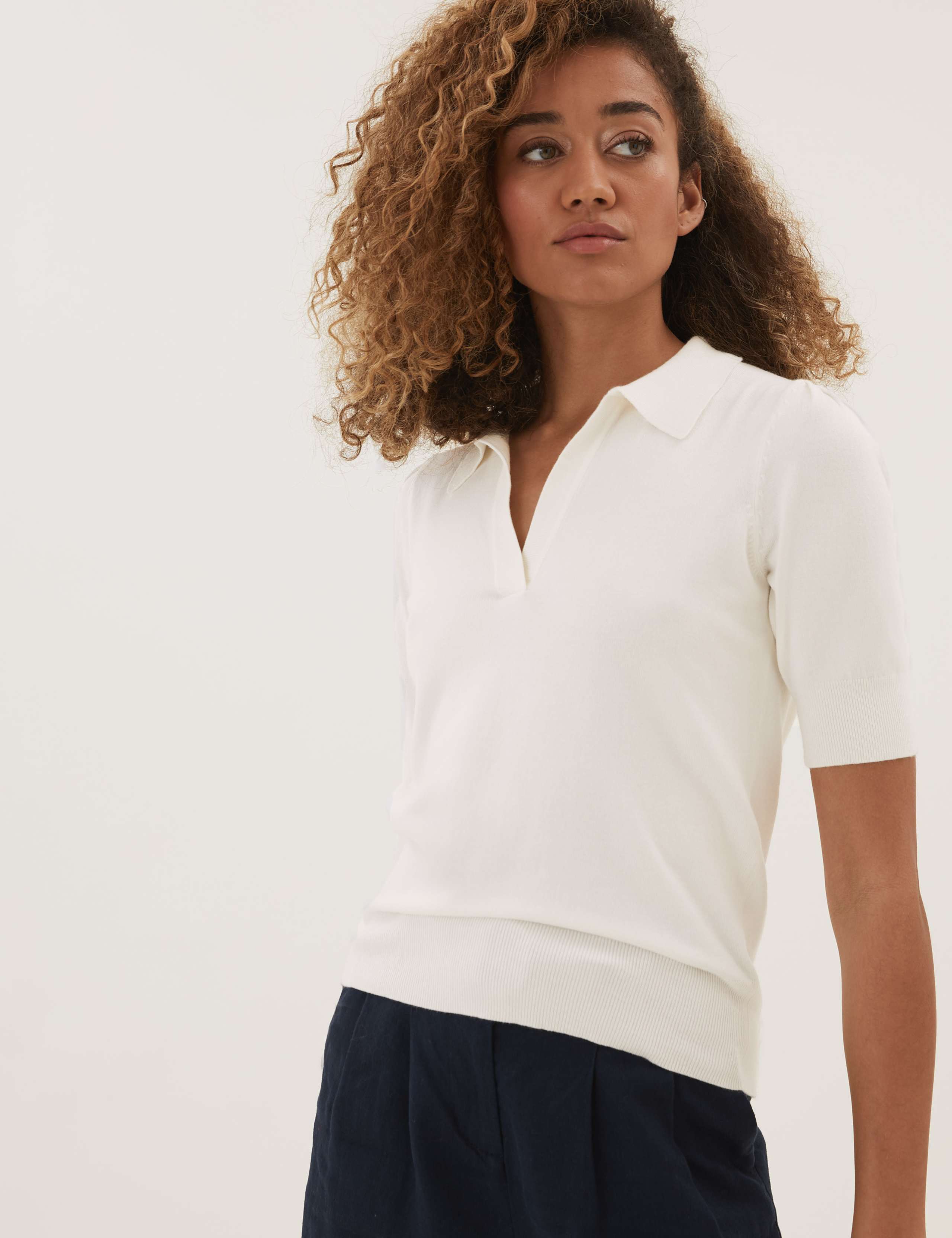 Polo Neck Short Sleeve Knitted Top 5 of 6