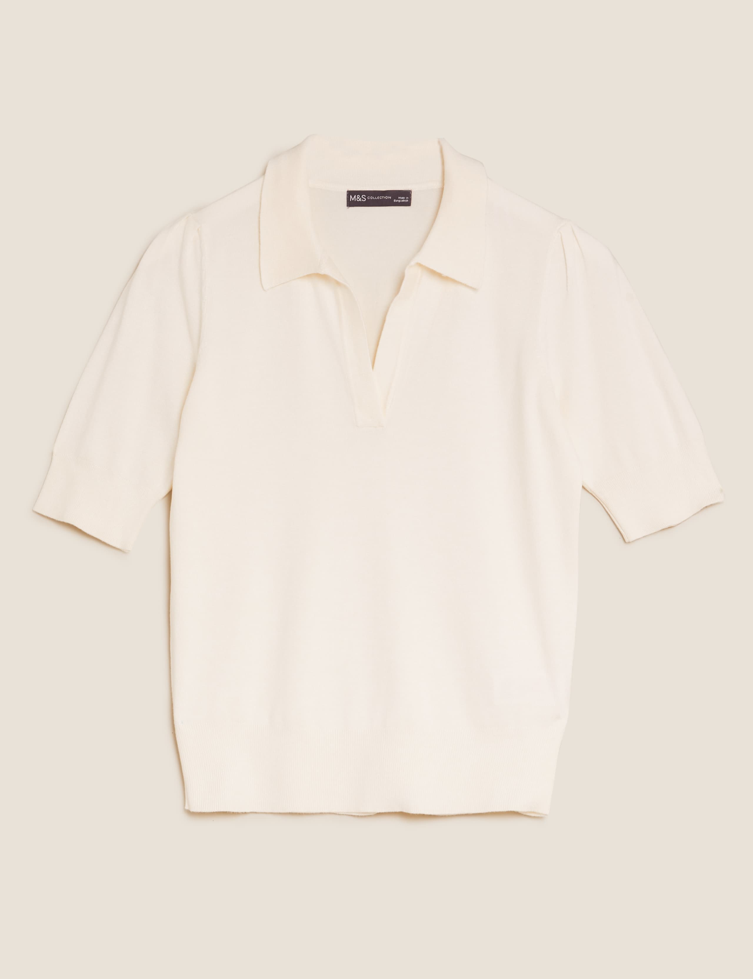 Polo Neck Short Sleeve Knitted Top 2 of 6