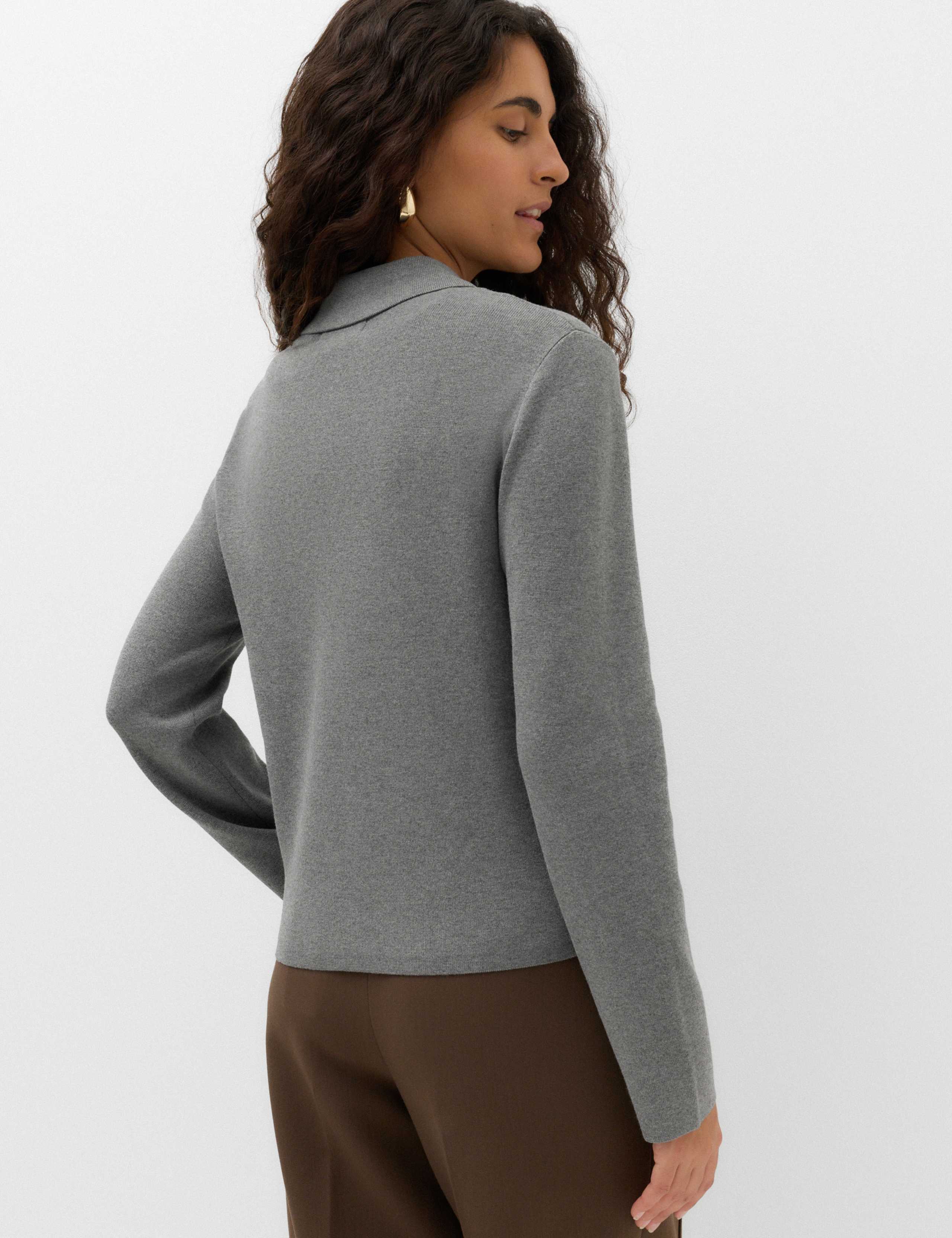 Collared Slim Fit Zip Up Cardigan 3 of 4