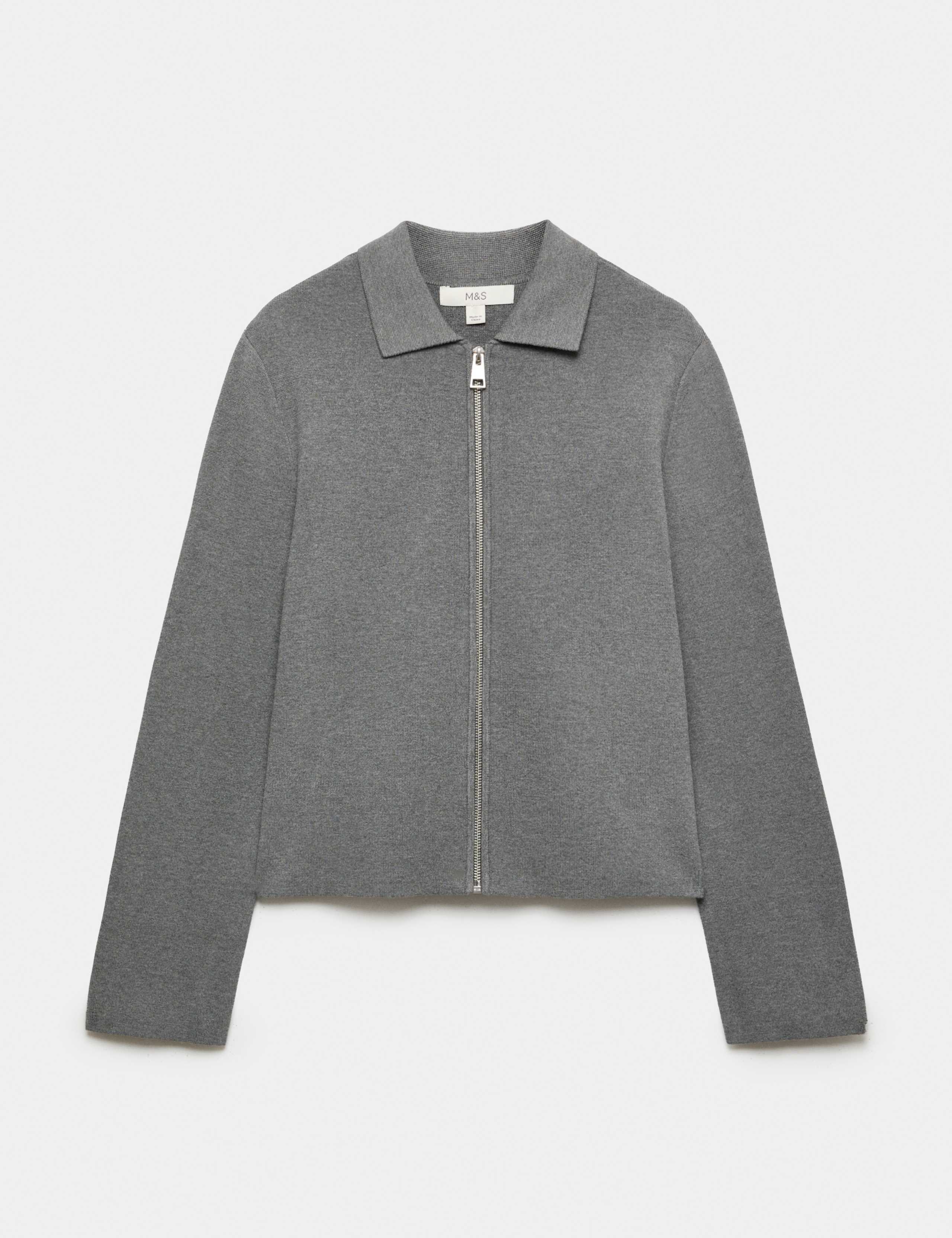 Collared Slim Fit Zip Up Cardigan 2 of 4