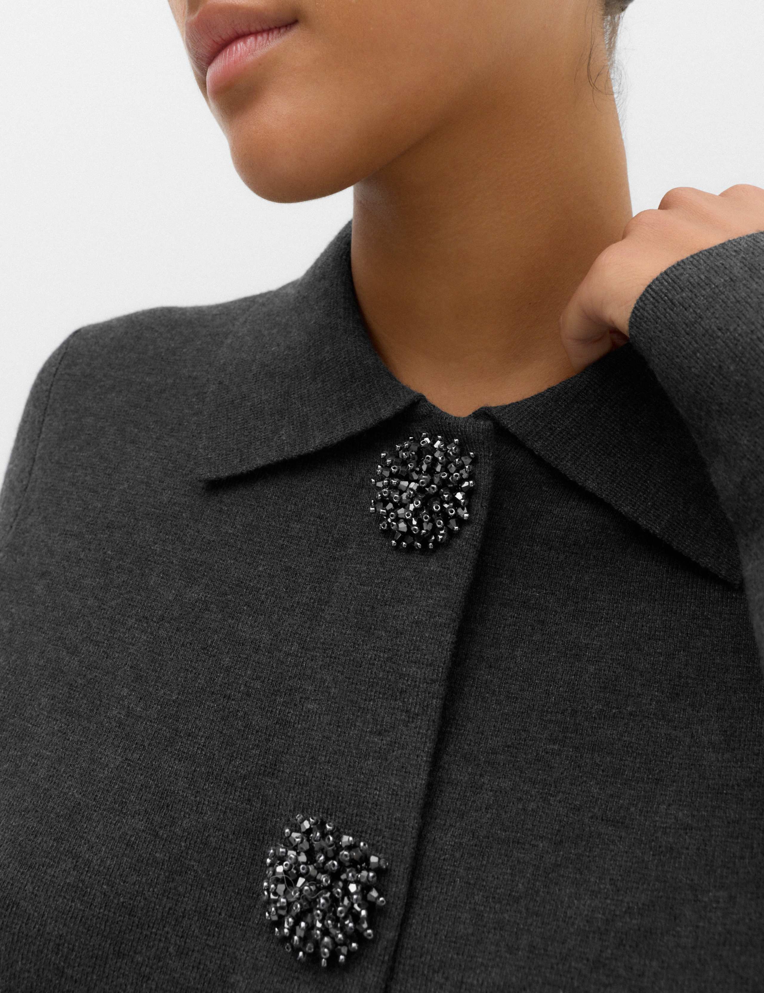Embellished Collared Cardigan With Wool 3 of 5