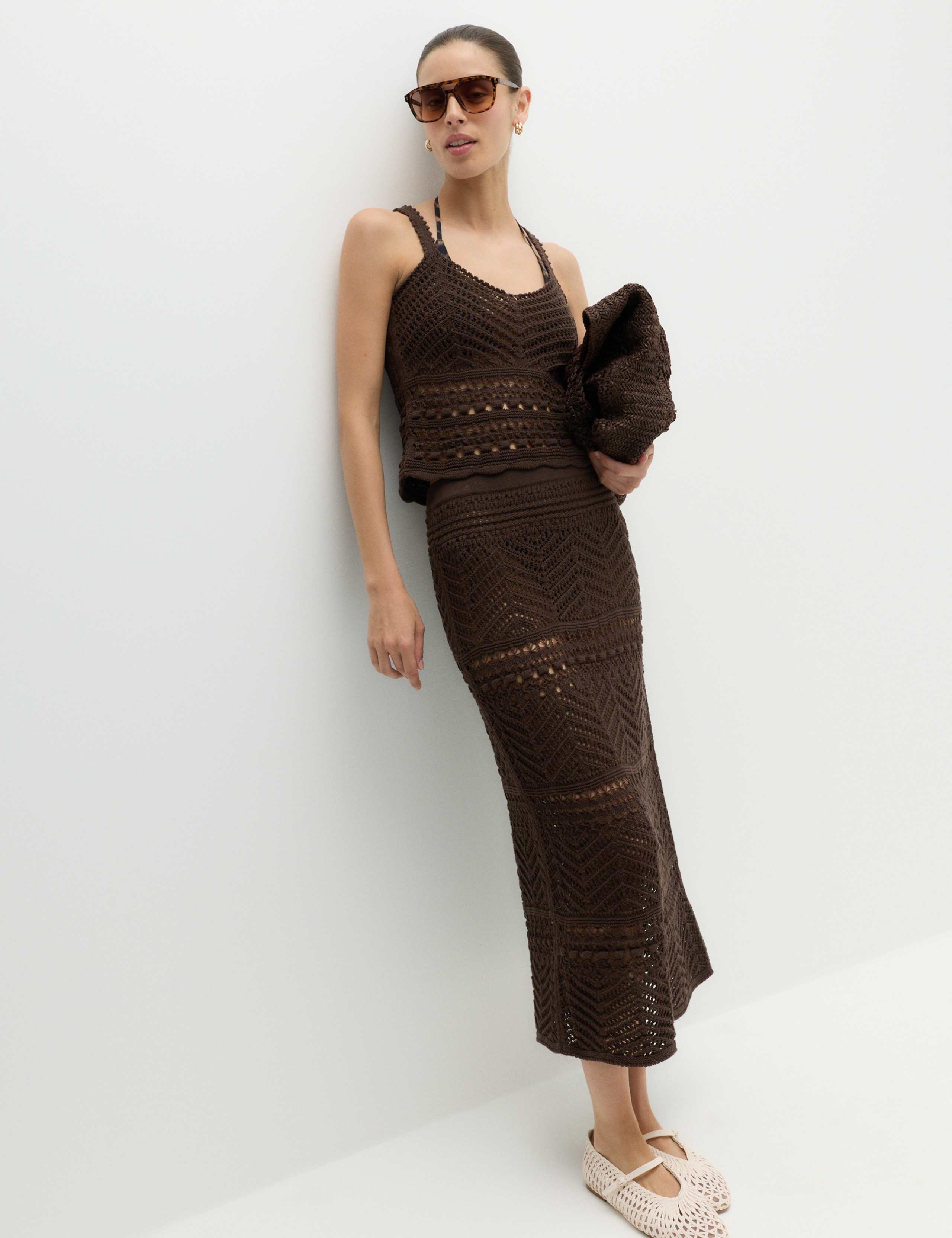 Cotton Rich Pointelle Scallop Edge Knitted Vest 4 of 6