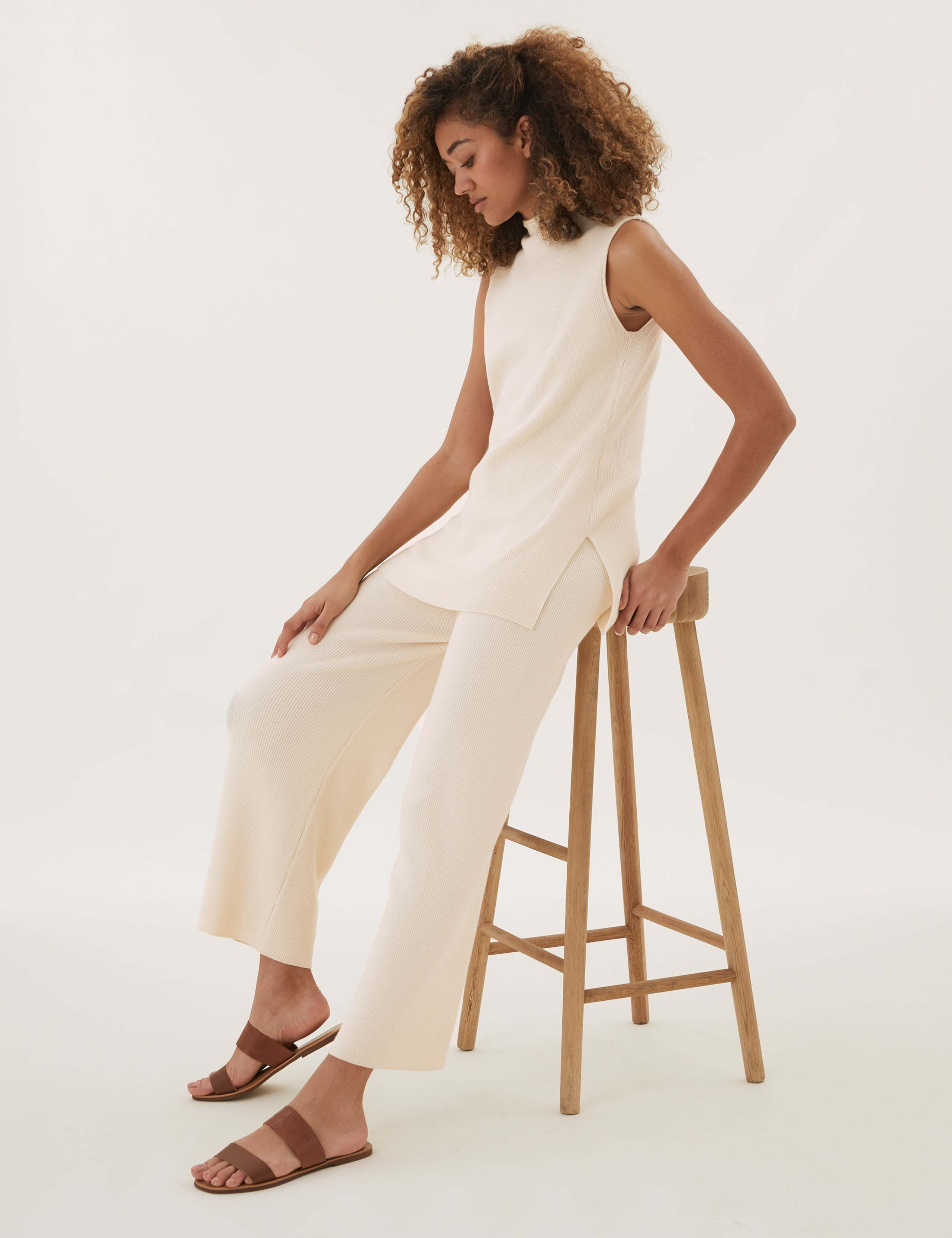 Soft Touch Ribbed Funnel Neck Knitted Top 1 of 6
