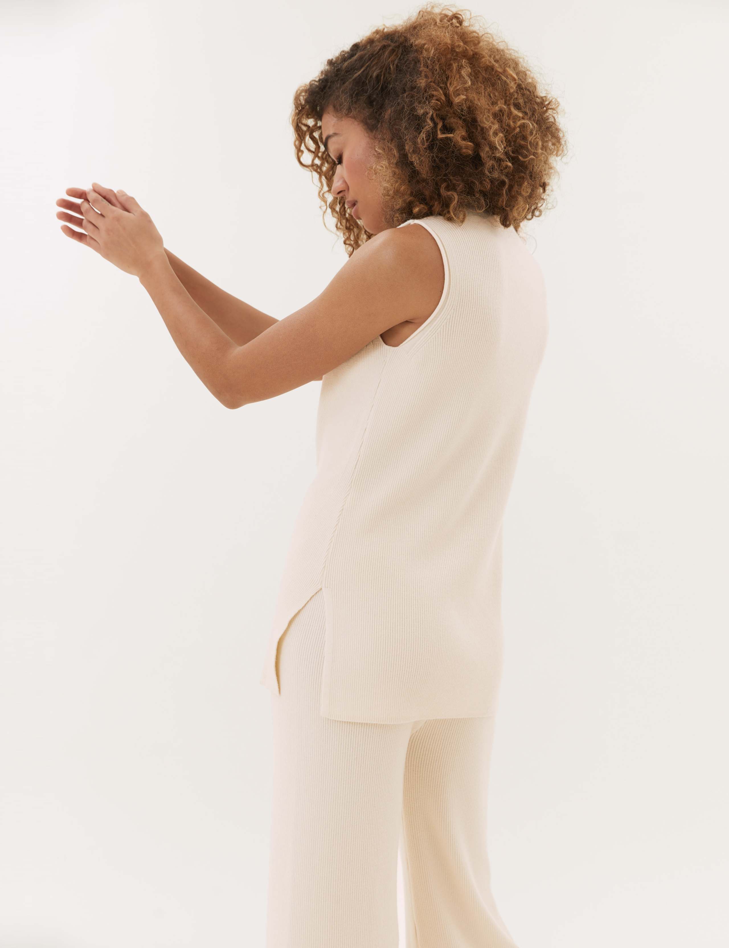 Soft Touch Ribbed Funnel Neck Knitted Top 5 of 6