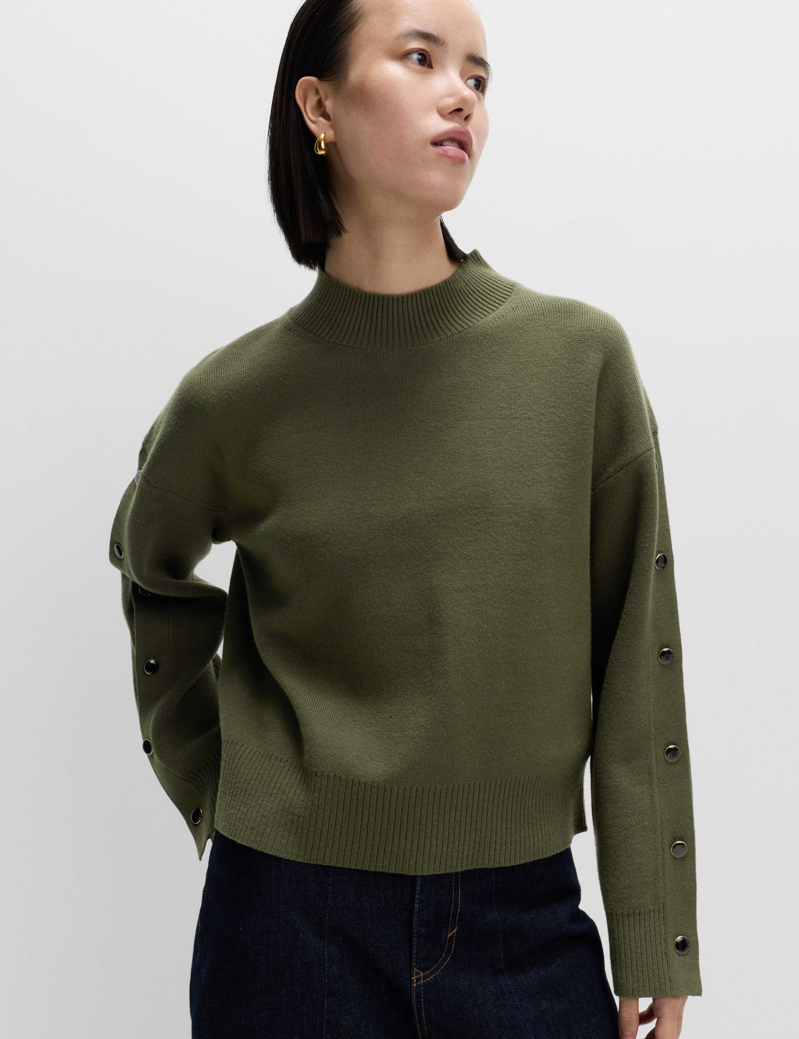 Soft Touch Funnel Neck Button Detail Jumper 3 of 6