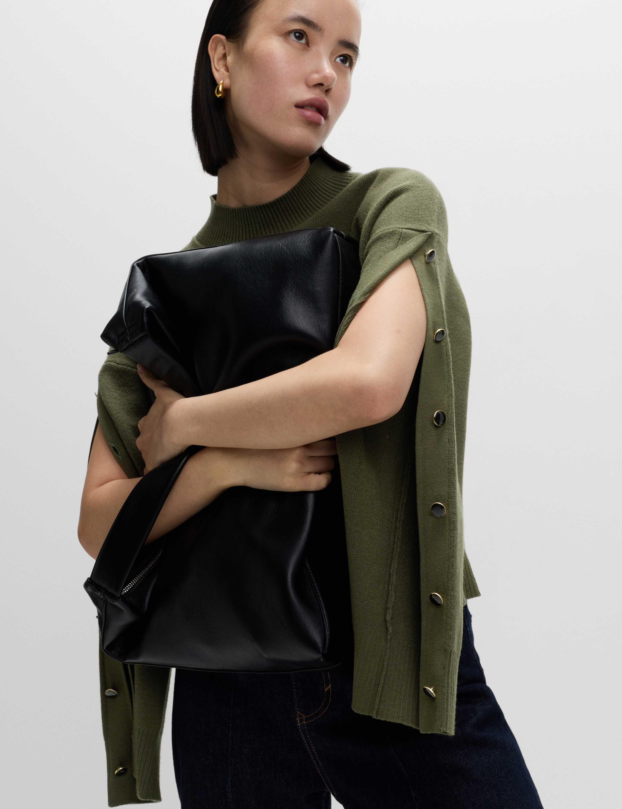 Soft Touch Funnel Neck Button Detail Jumper 5 of 6