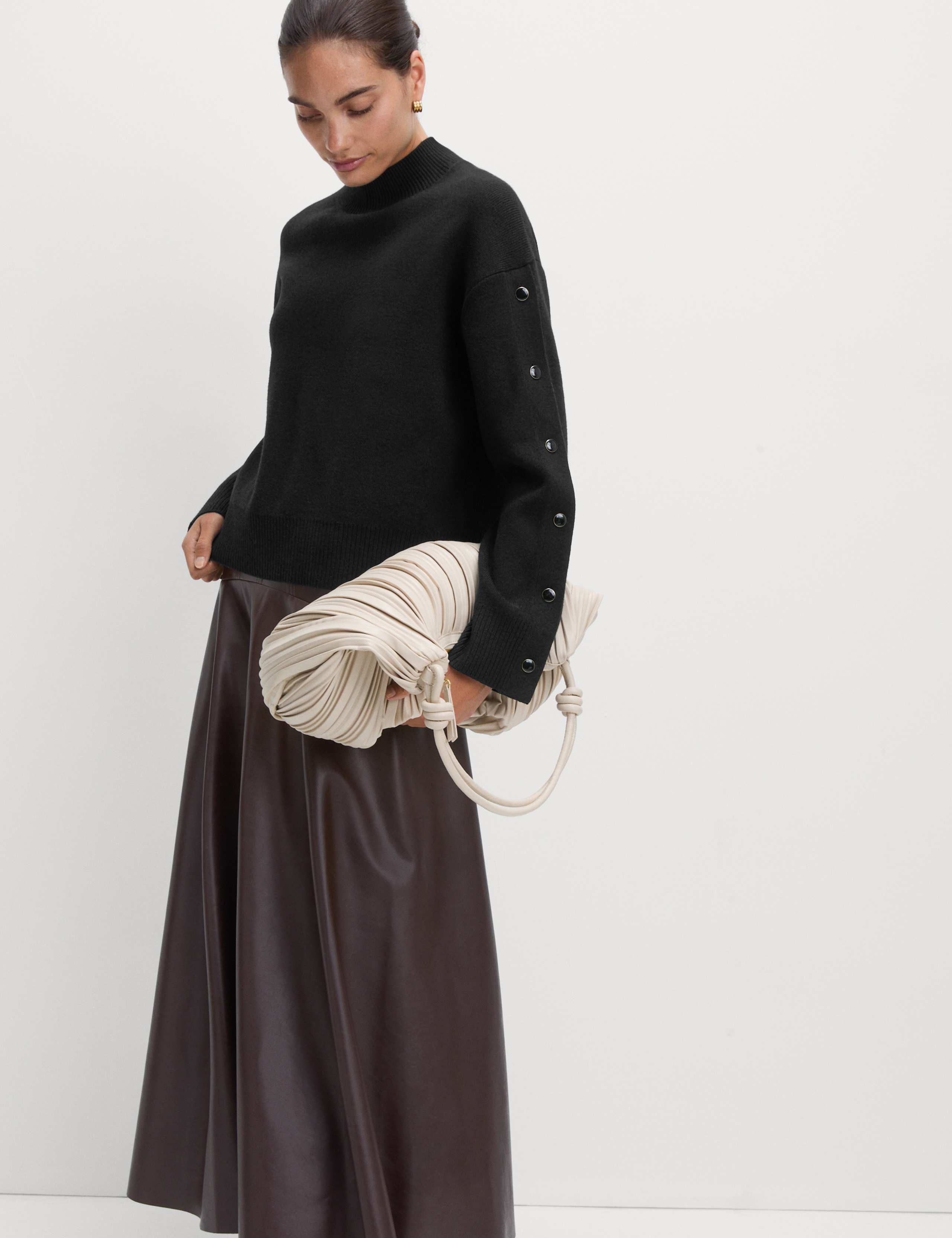 Soft Touch Funnel Neck Button Detail Jumper 5 of 5