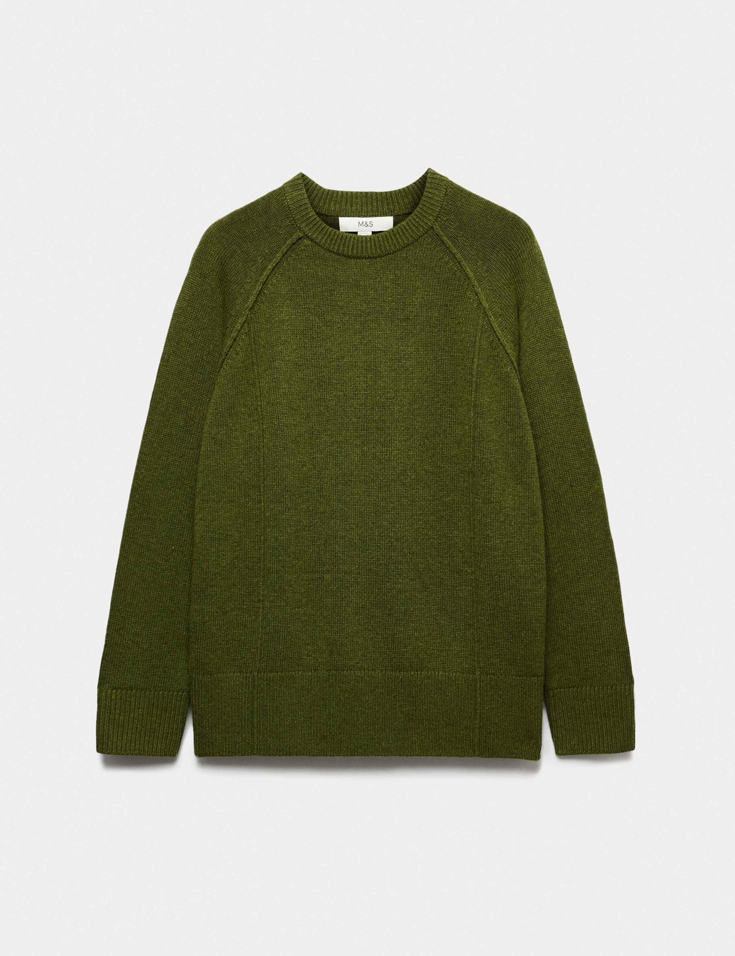 Lambswool Blend Crew Neck Seam Detail Relaxed Fit Jumper 2 of 6