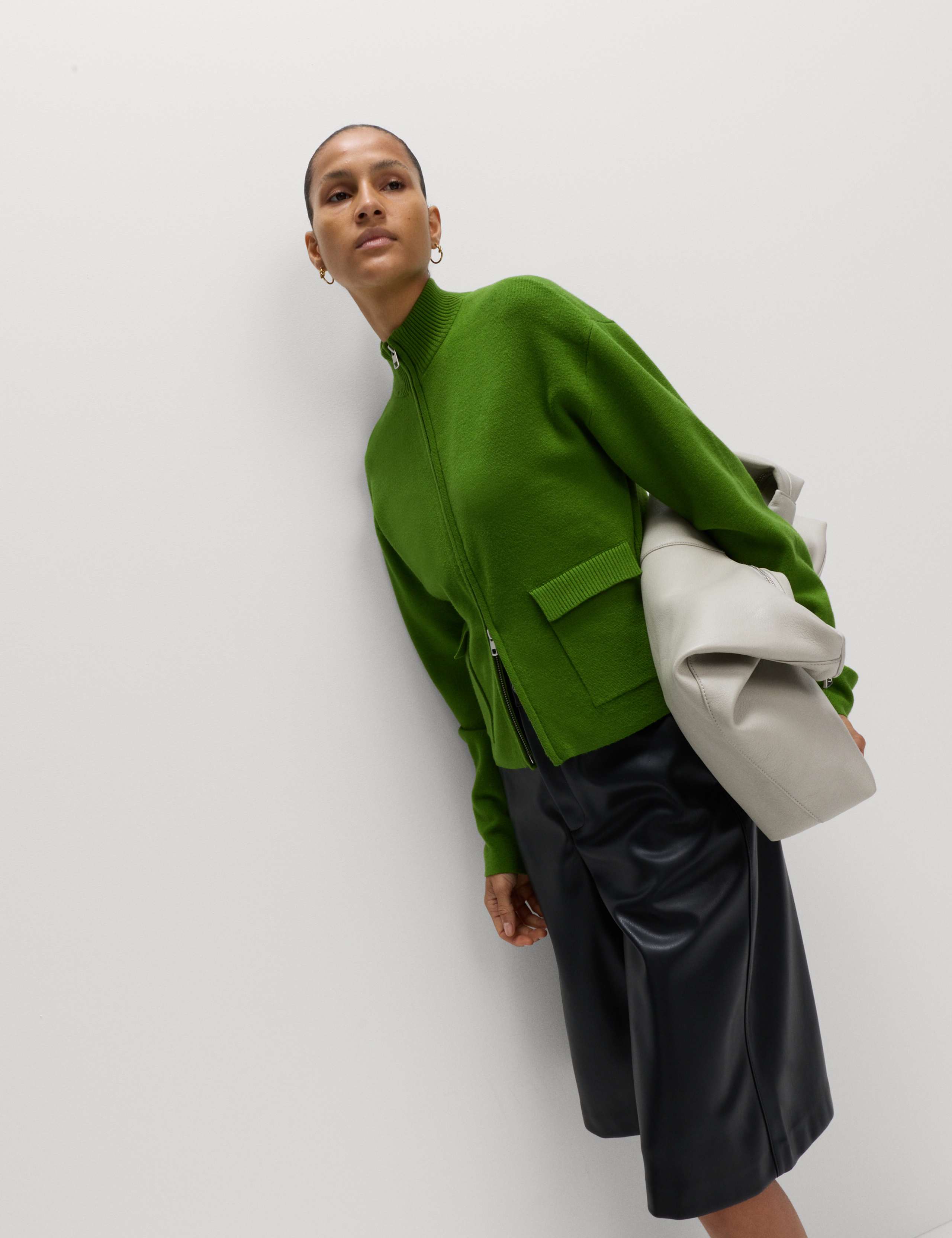 Soft Touch Zip Up Funnel Neck Knitted Jacket 3 of 7