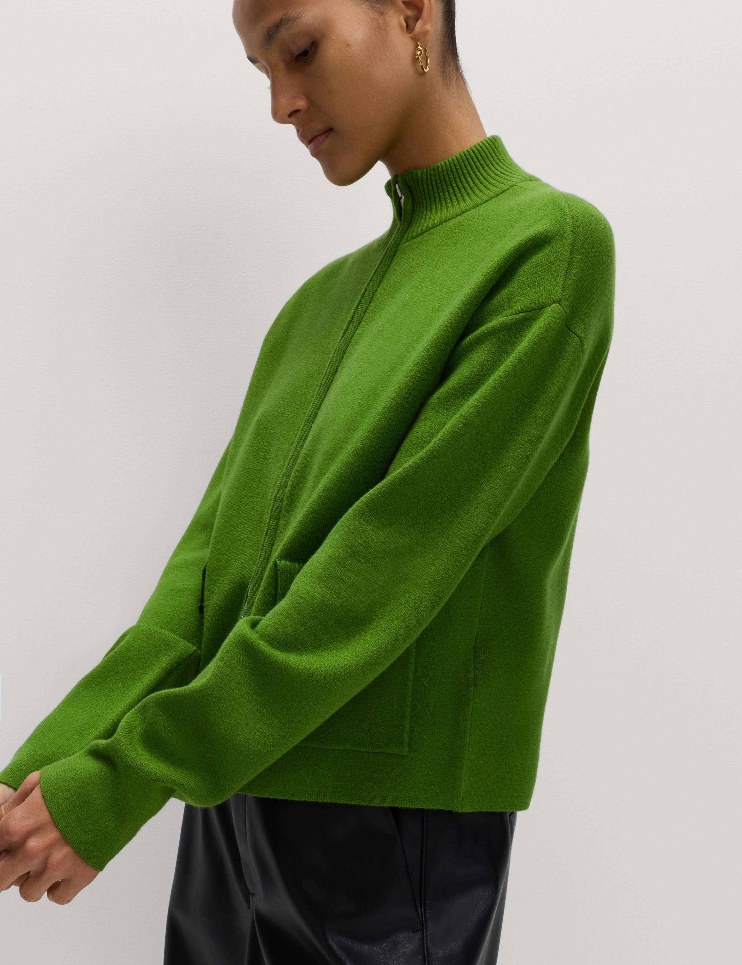 Soft Touch Zip Up Funnel Neck Knitted Jacket 4 of 7