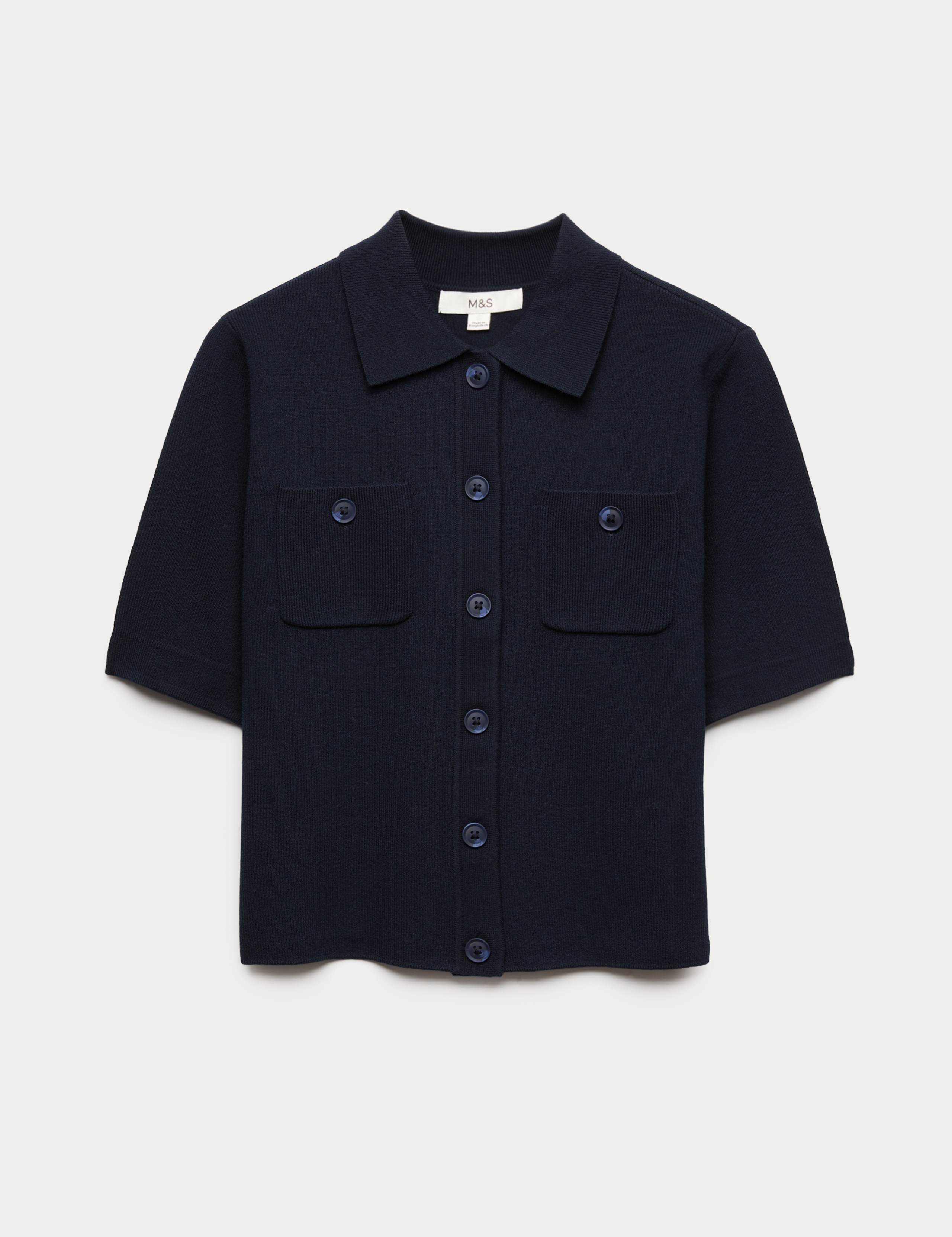 Collared Button Through Cropped Cardigan 2 of 5