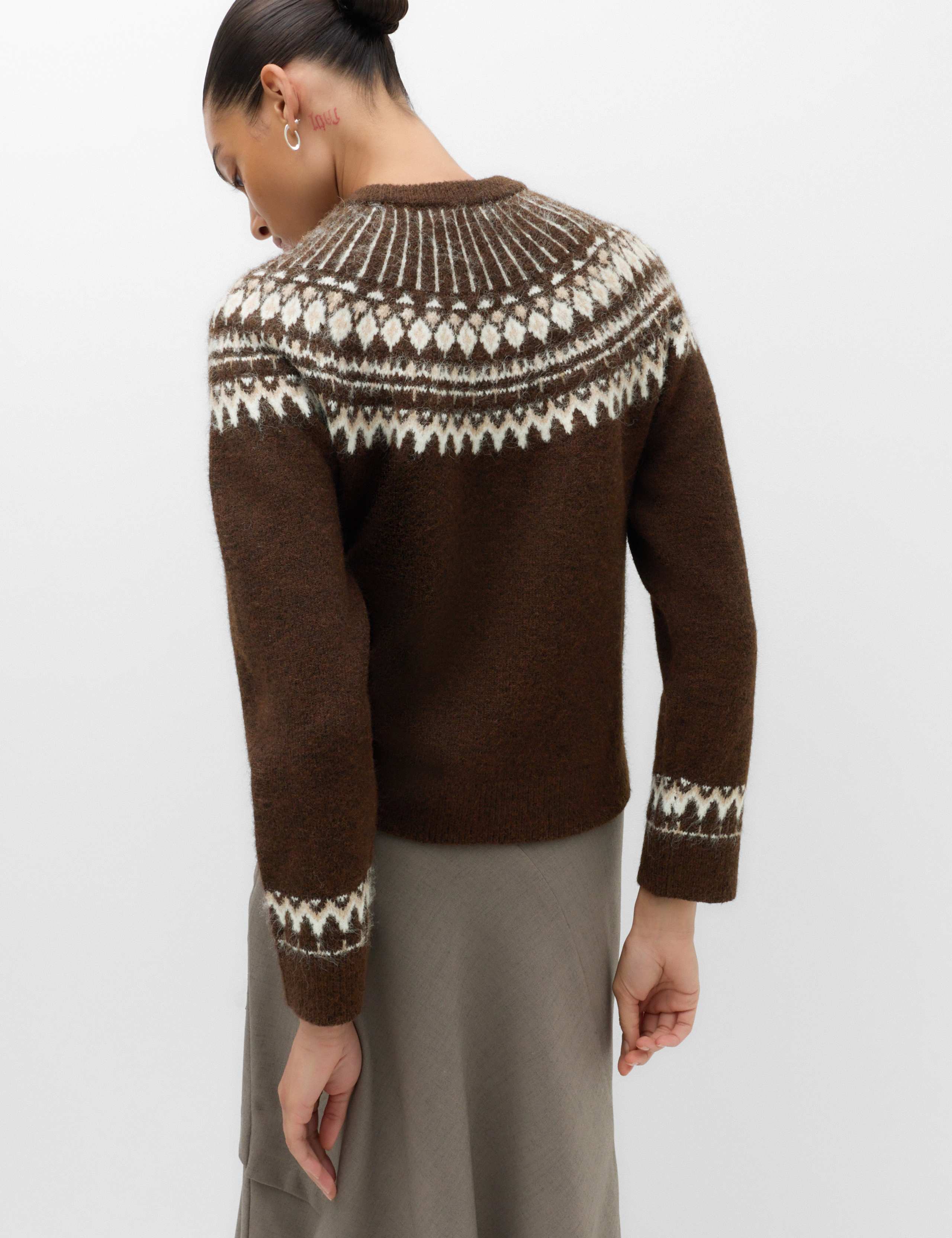 Fairisle Crew Neck Slim Fit Jumper with Wool 4 of 6