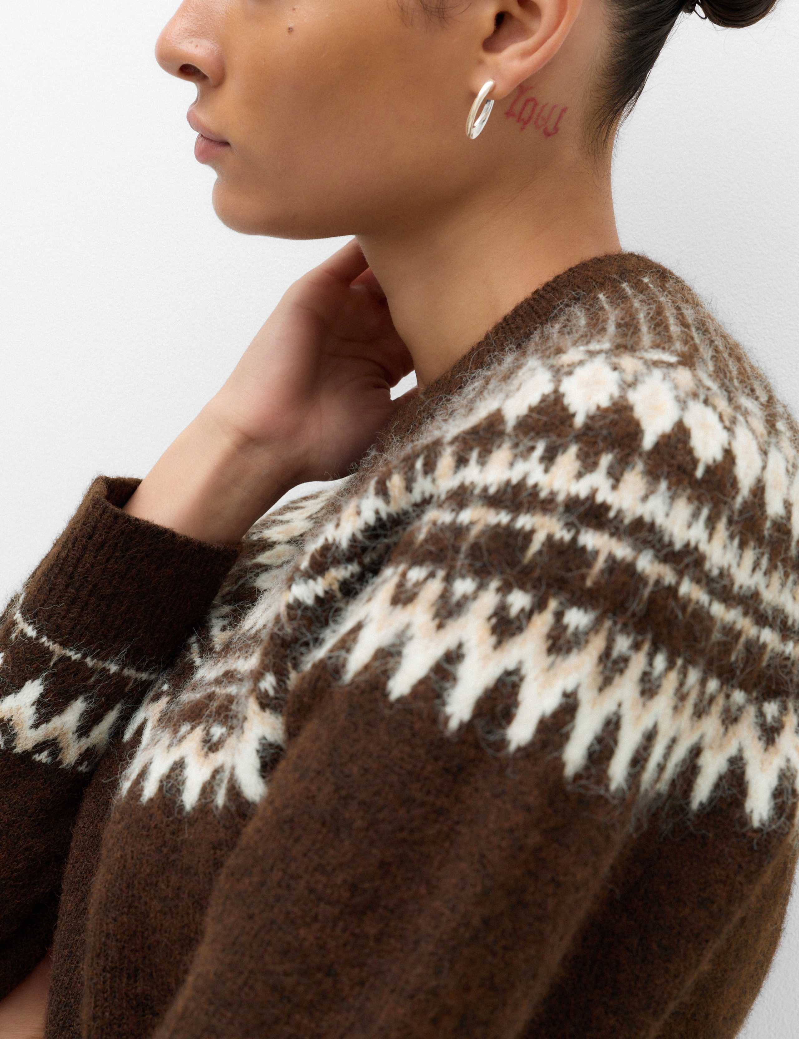 Fairisle Crew Neck Slim Fit Jumper with Wool 5 of 6