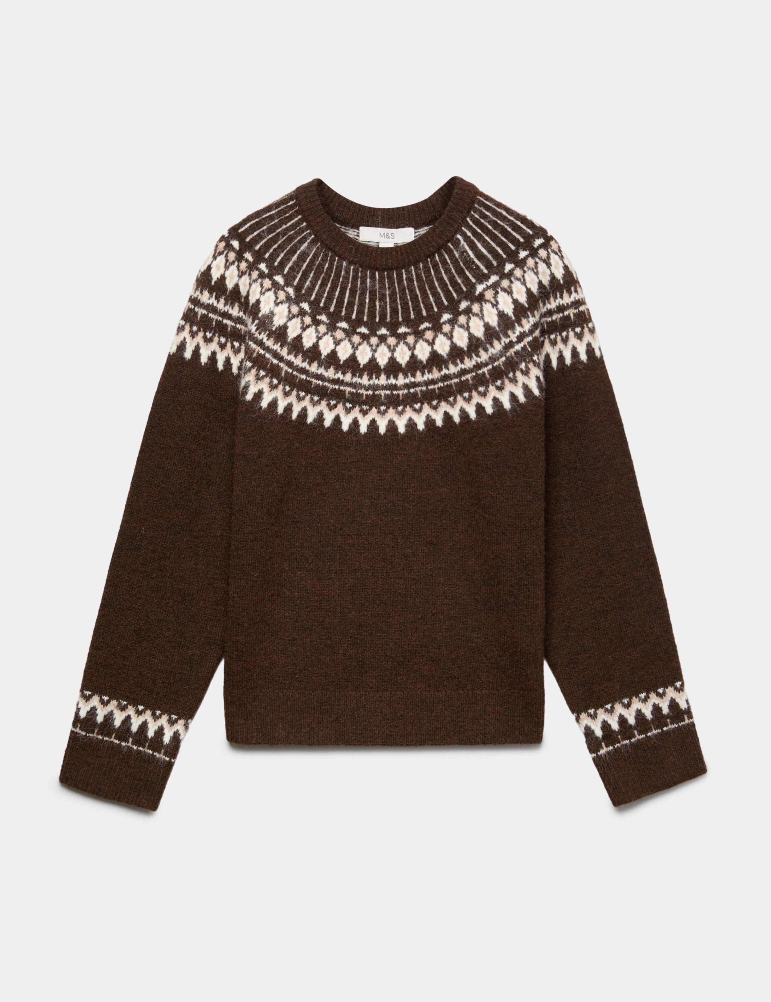 Fairisle Crew Neck Slim Fit Jumper with Wool 2 of 6