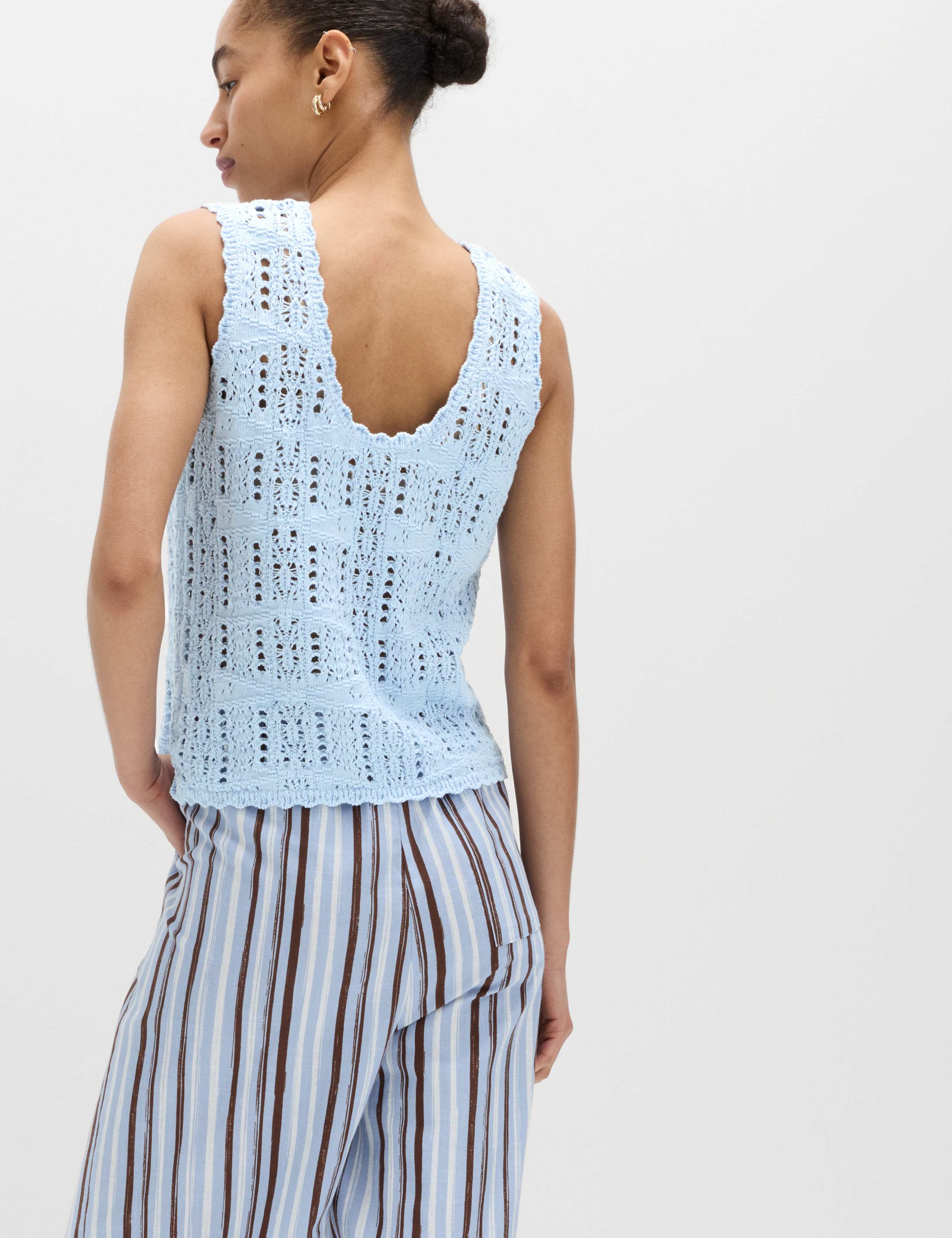 Pure Cotton Pointelle Knitted Vest 4 of 5