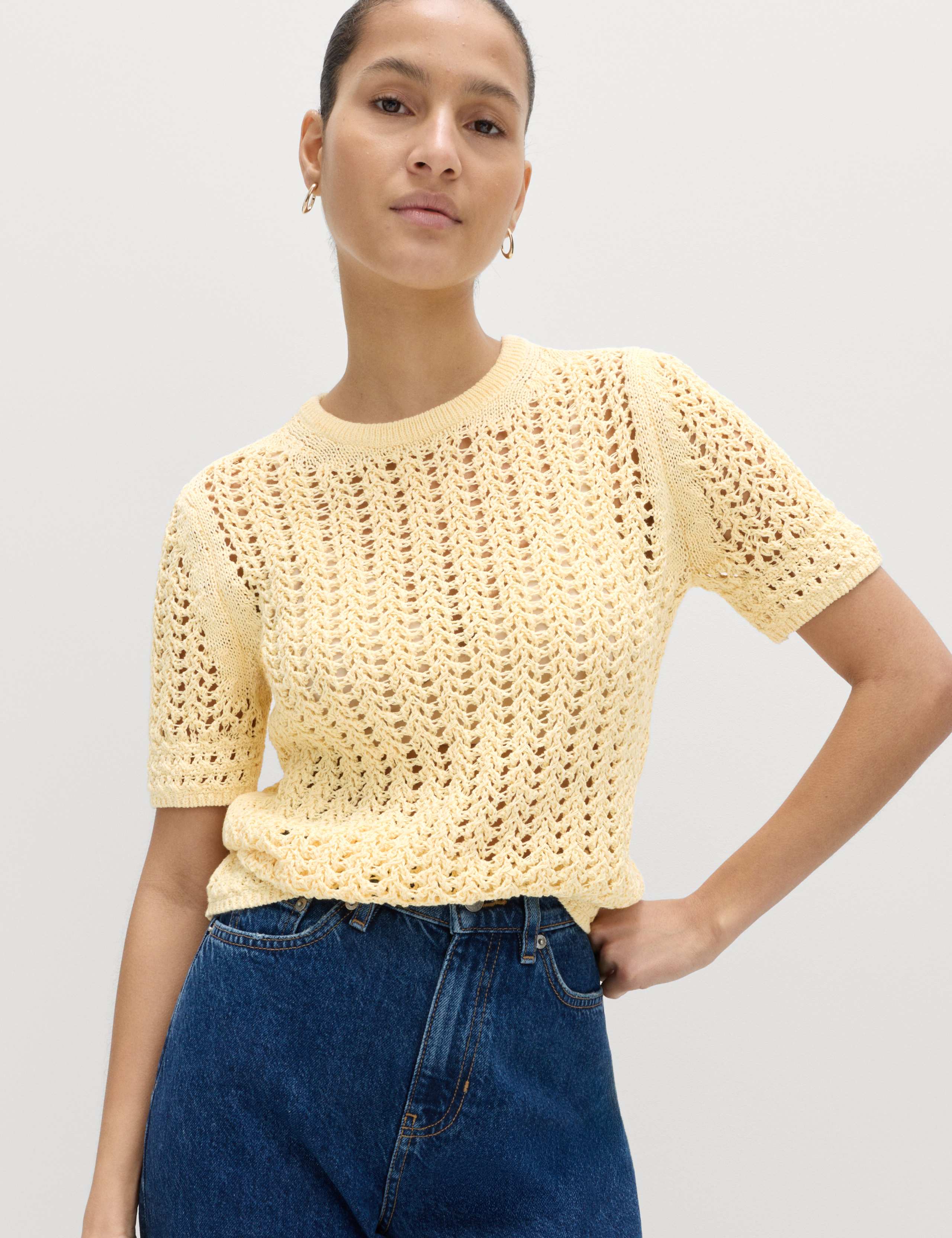 Cotton Rich Textured Knitted Top 1 of 5