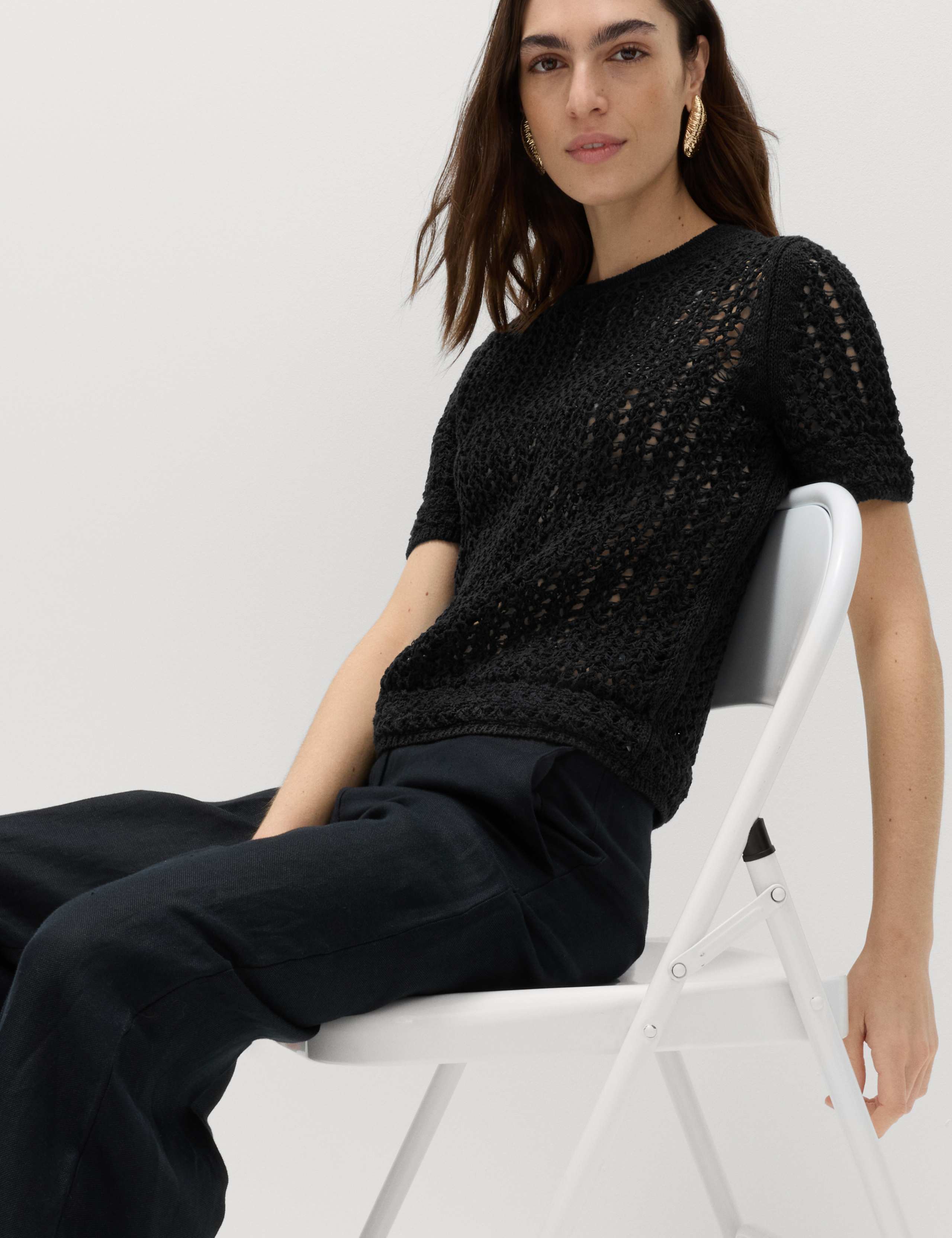 Cotton Rich Textured Knitted Top 1 of 6