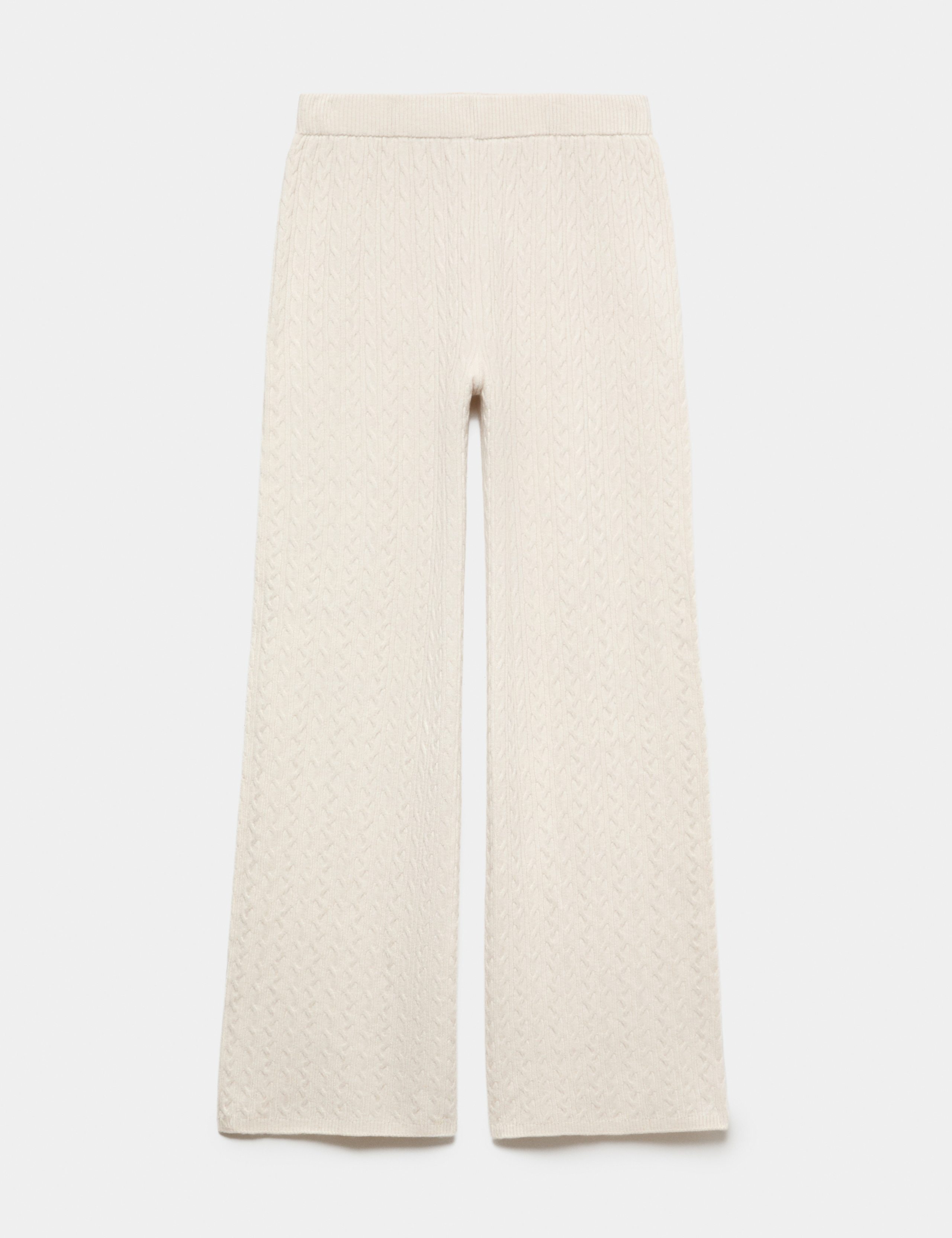 Cable Knit High Waisted Wide Leg Knitted Trousers 2 of 5