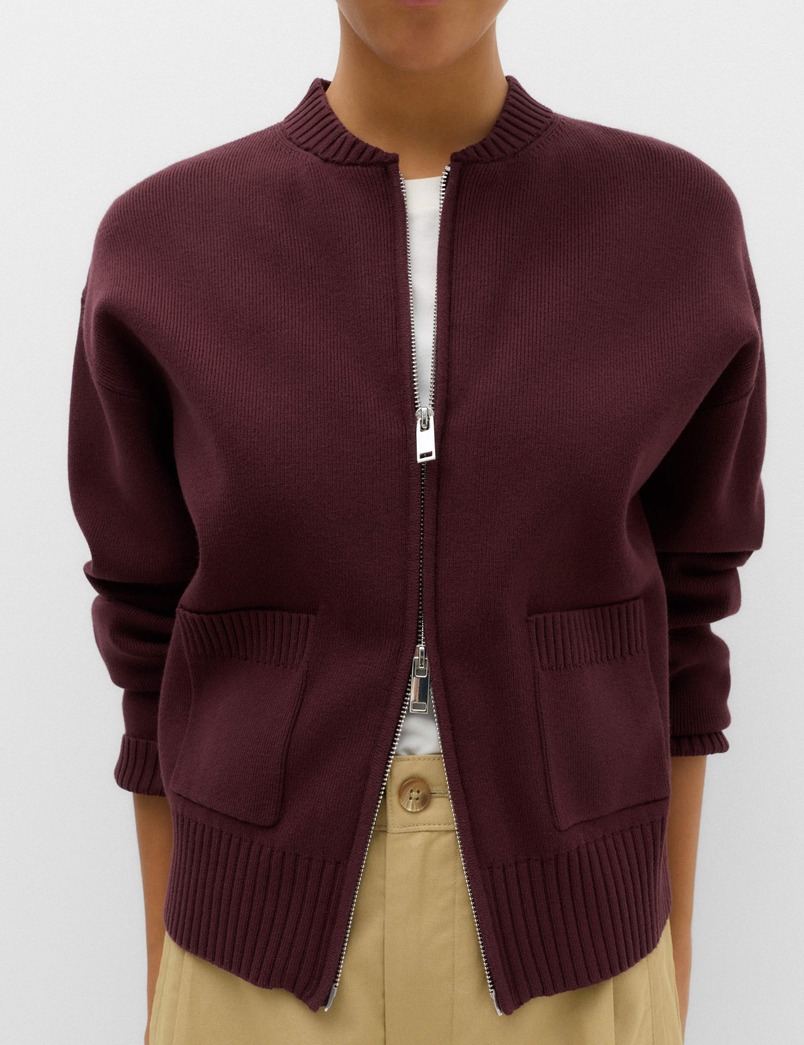 Zip Up Knitted Bomber Cardigan 4 of 7