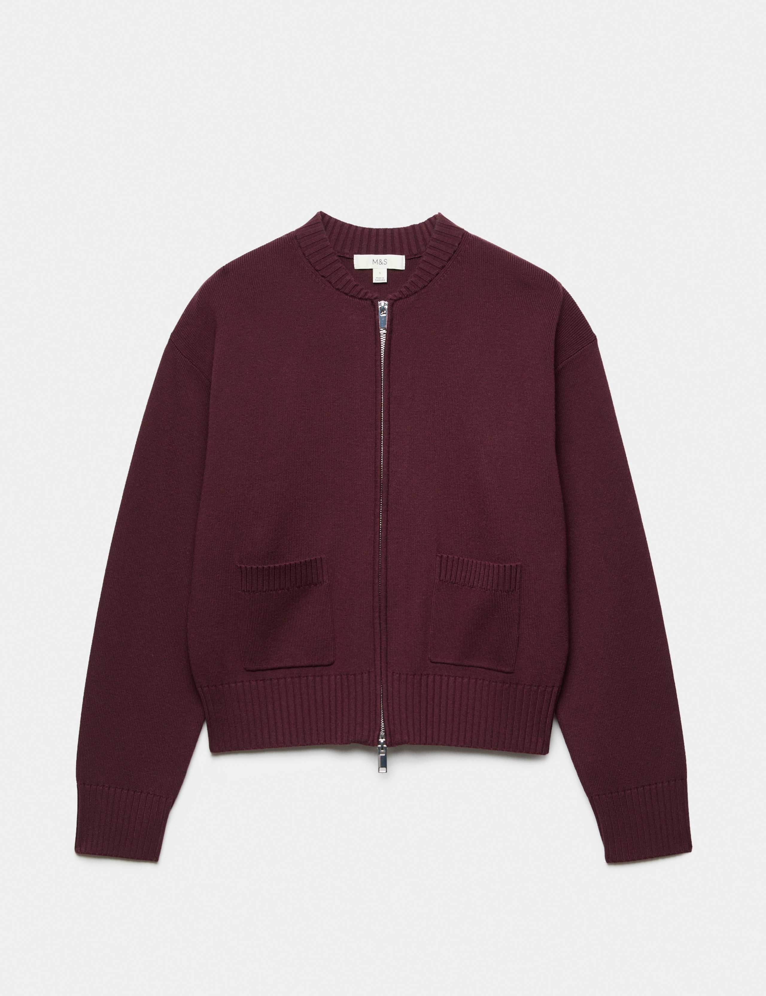 Zip Up Knitted Bomber Cardigan 2 of 7