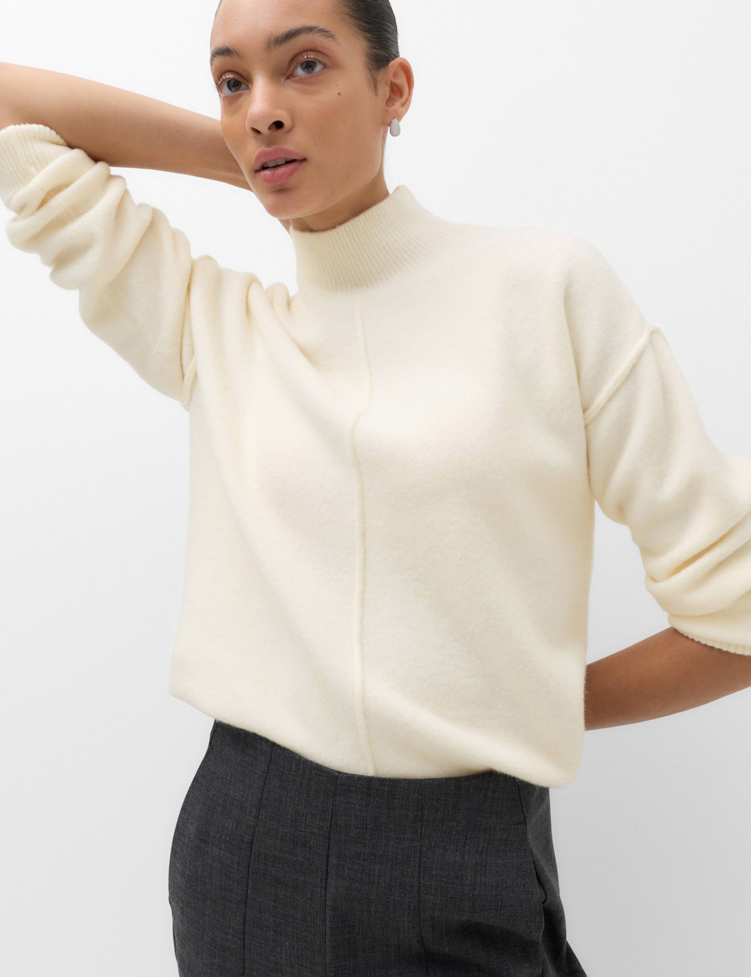 Funnel Neck Seam Detail Relaxed Jumper With Wool 1 of 6