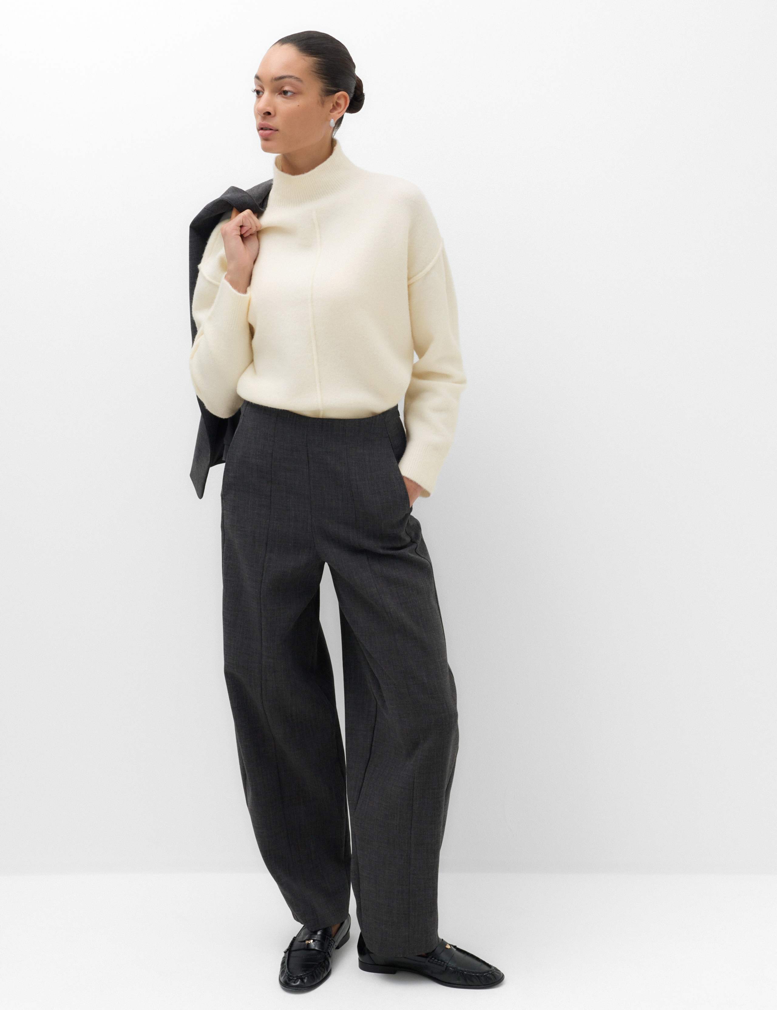 Funnel Neck Seam Detail Relaxed Jumper With Wool 4 of 6