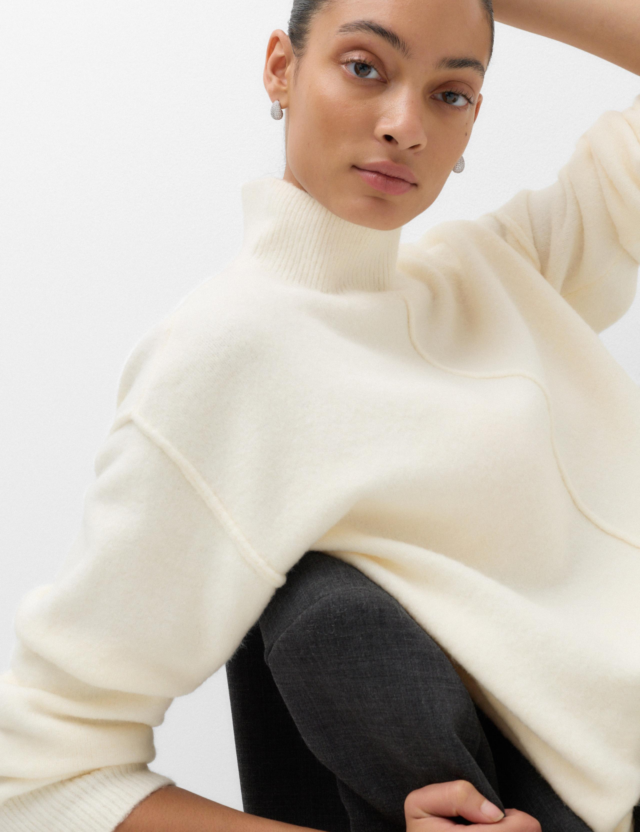 Funnel Neck Seam Detail Relaxed Jumper With Wool 5 of 6