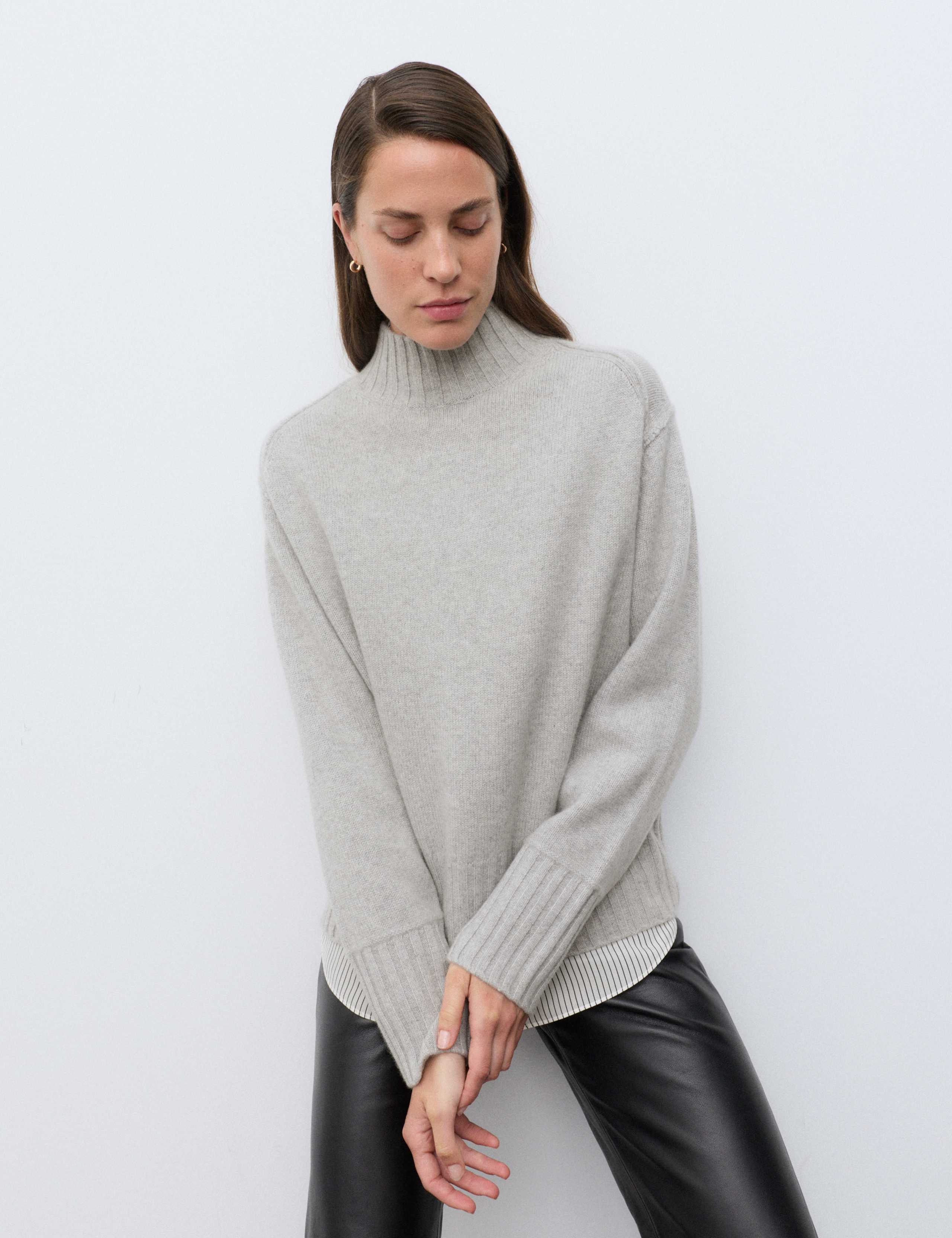 Pure Cashmere Funnel Neck Relaxed Jumper 1 of 6
