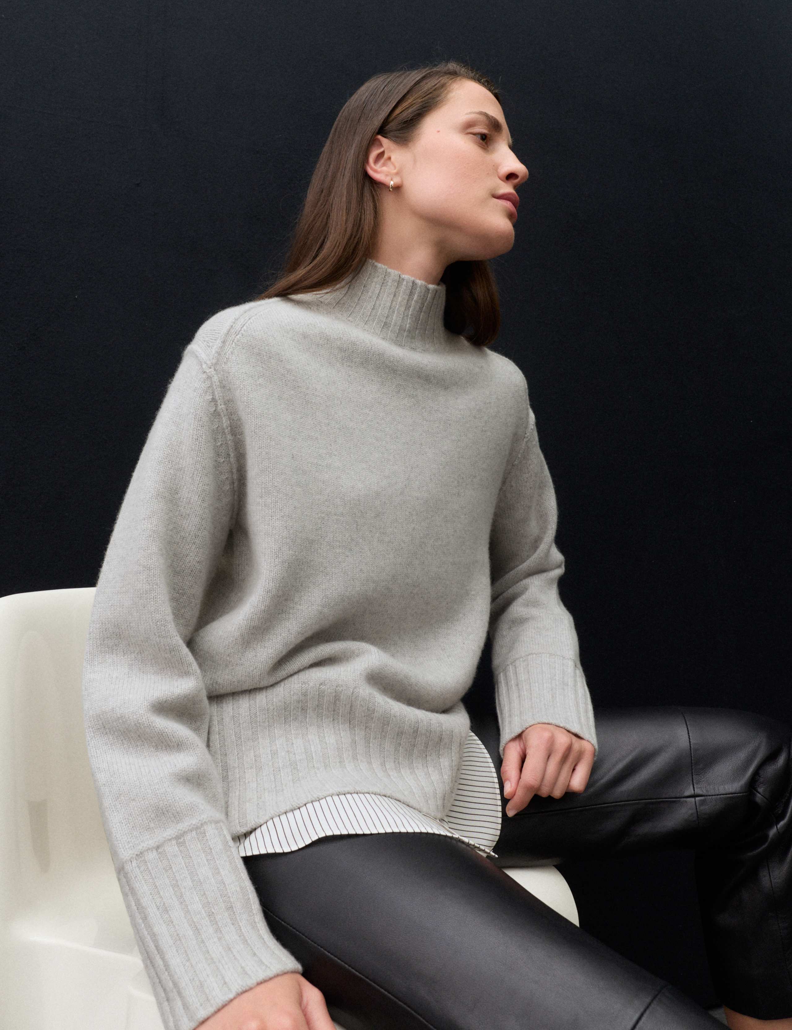 Pure Cashmere Funnel Neck Relaxed Jumper 5 of 6