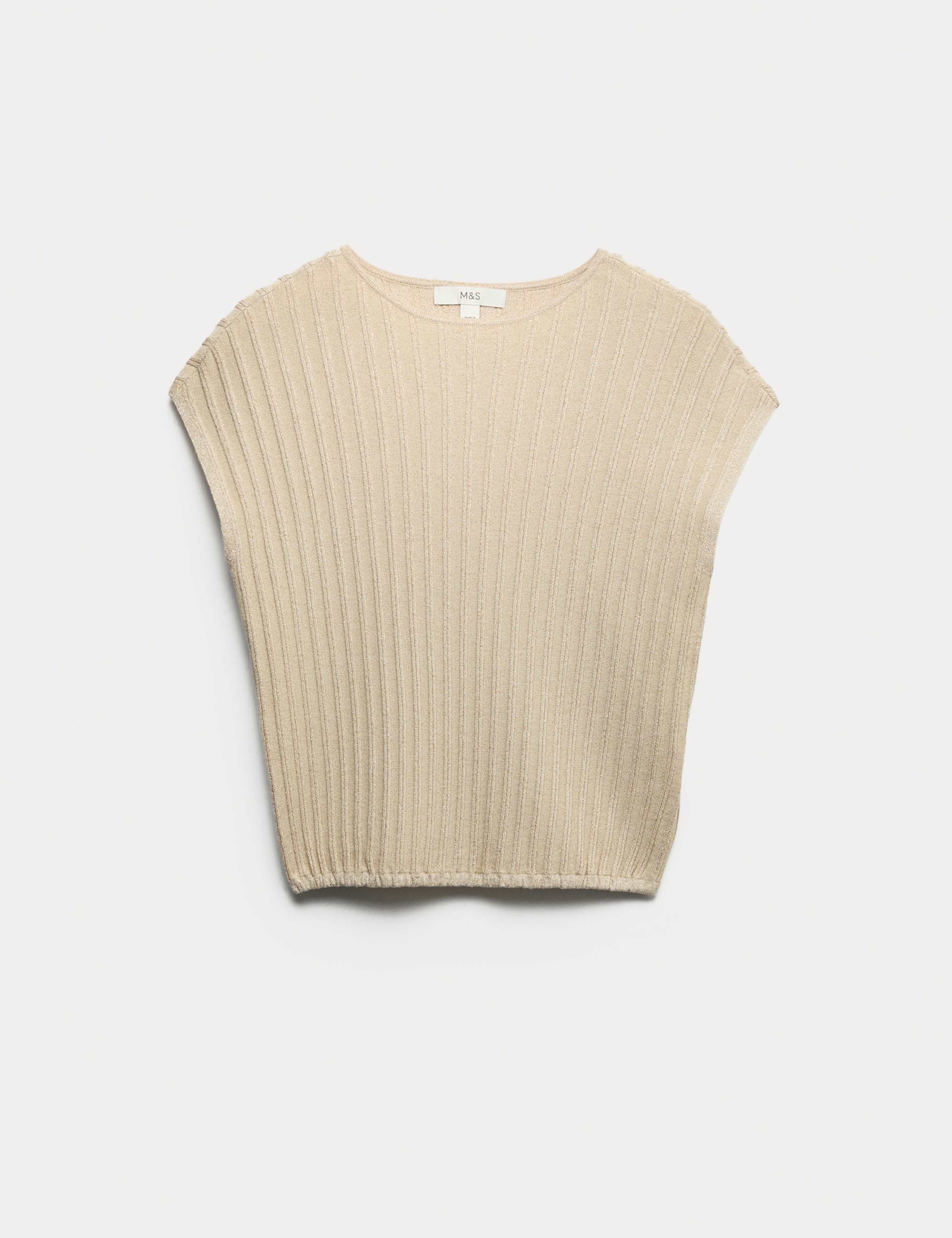 Sparkly Ribbed Crew Neck Knitted Top 1 of 1