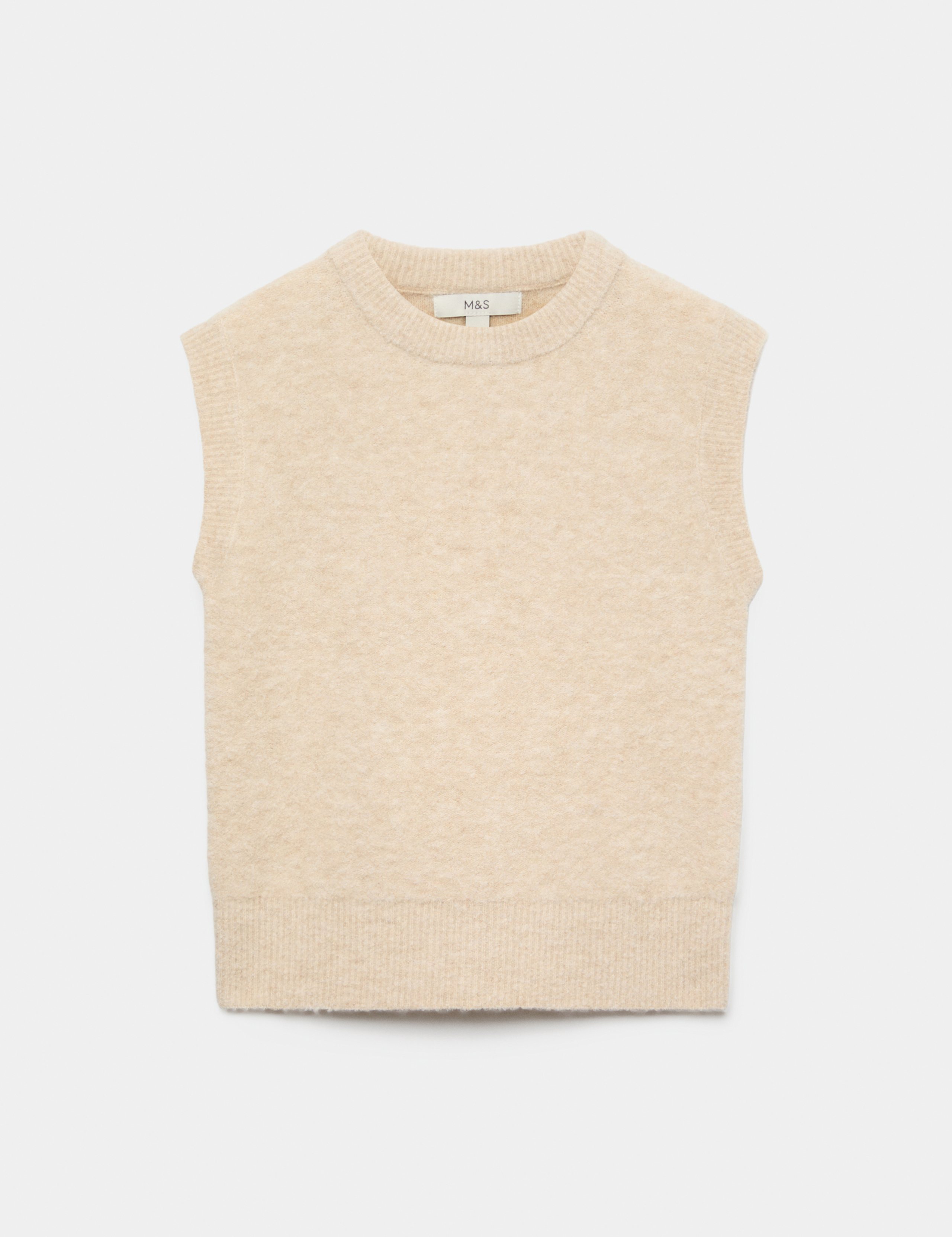 Boucle Crew Neck Slim Fit Knitted Vest With Wool 2 of 5