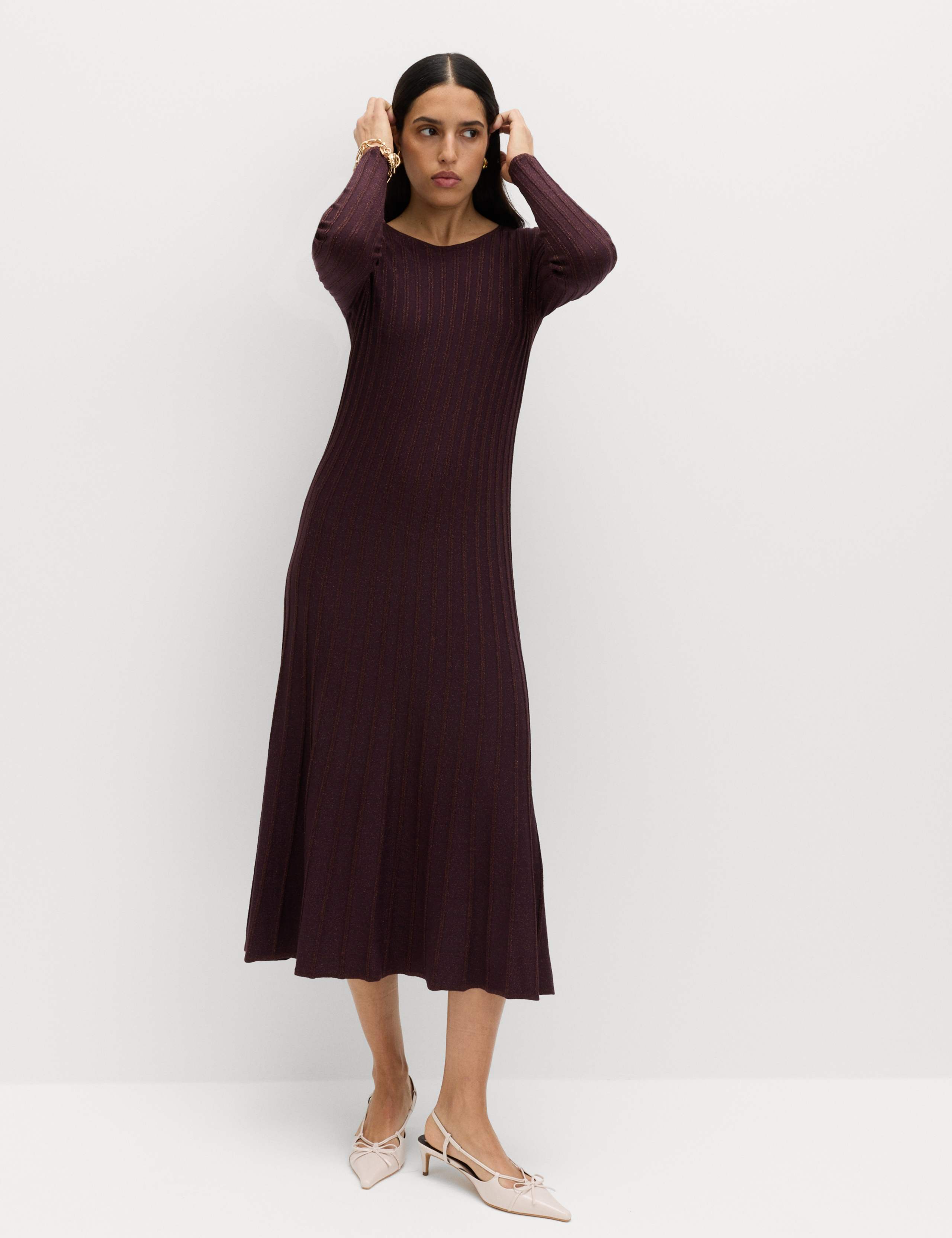 Sparkly Ribbed Knitted Maxi Dress 1 of 7