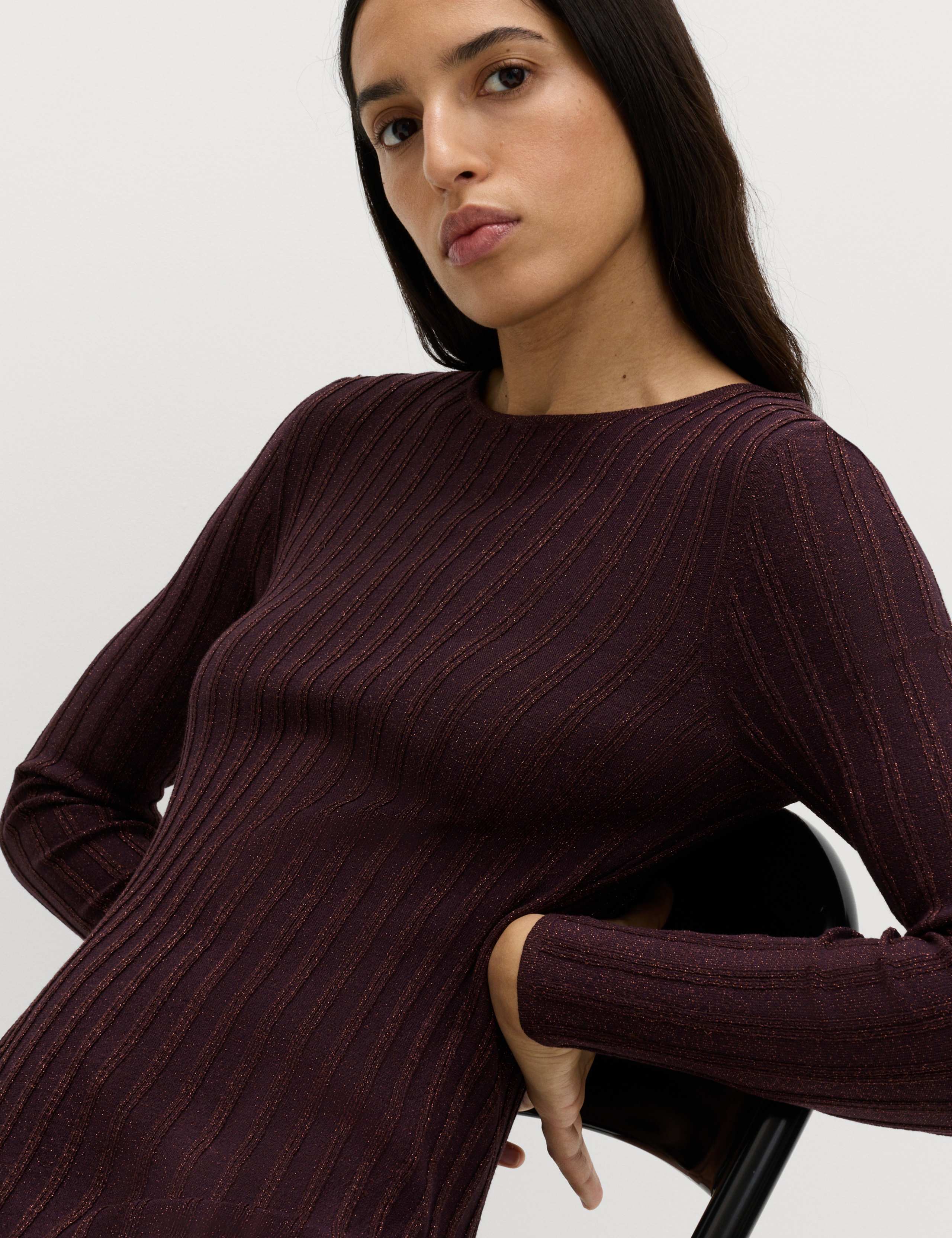 Sparkly Ribbed Knitted Maxi Dress 3 of 7